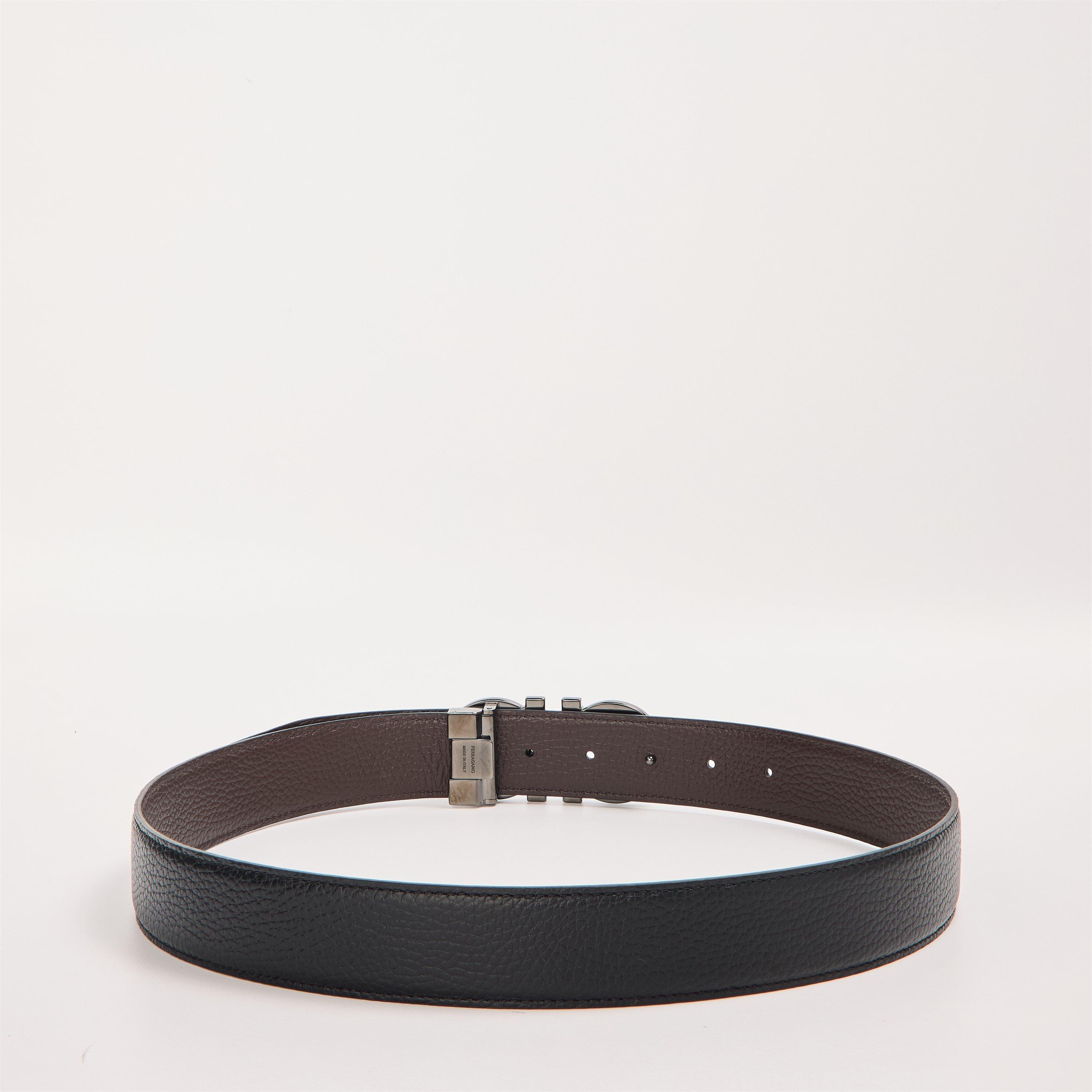 Nero/Hickory - Ferragamo - Men's Leather Belt - 2