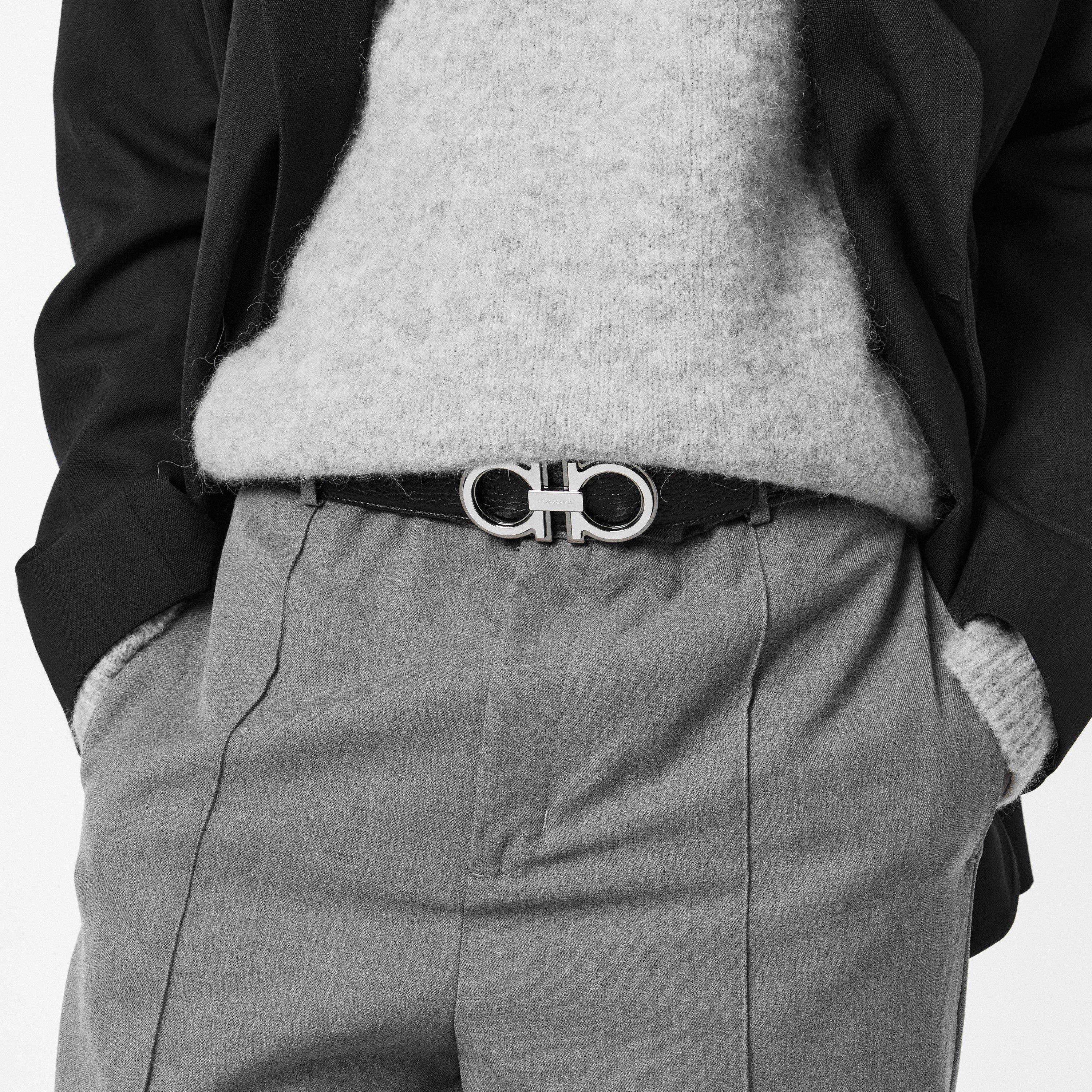 Nero/Hickory - Ferragamo - Men's Leather Belt - 3