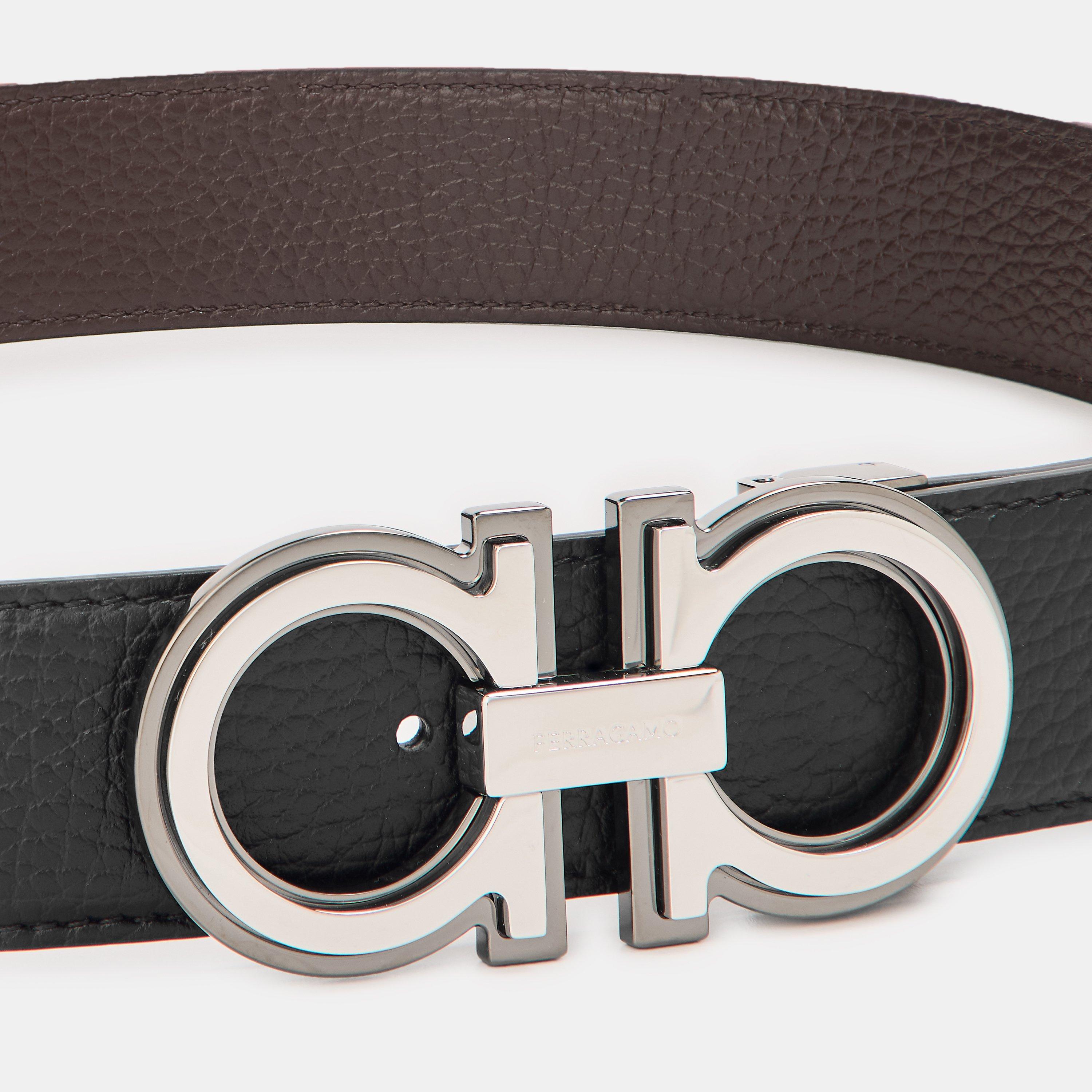 Nero/Hickory - Ferragamo - Men's Leather Belt - 4