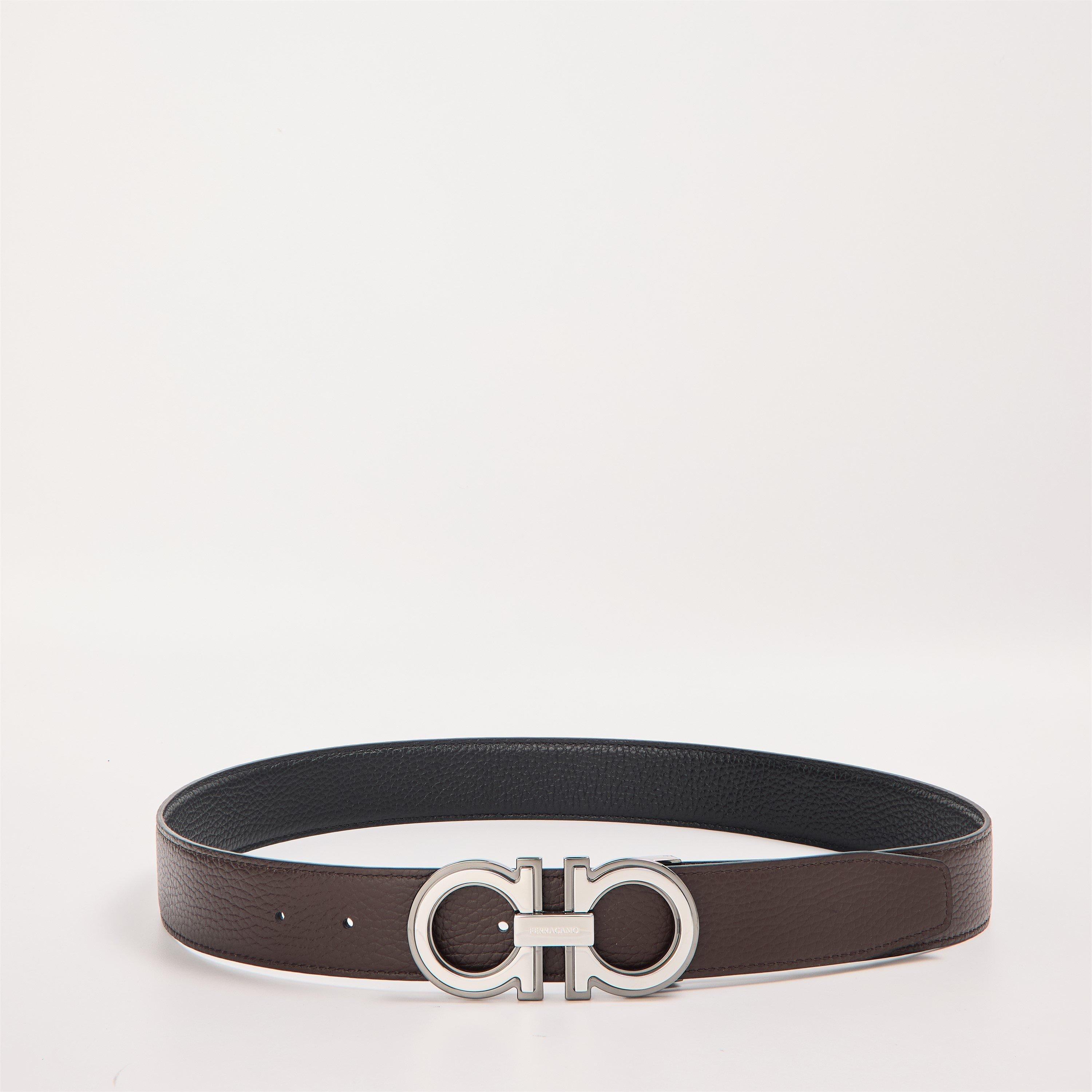 Nero/Hickory - Ferragamo - Men's Leather Belt - 5