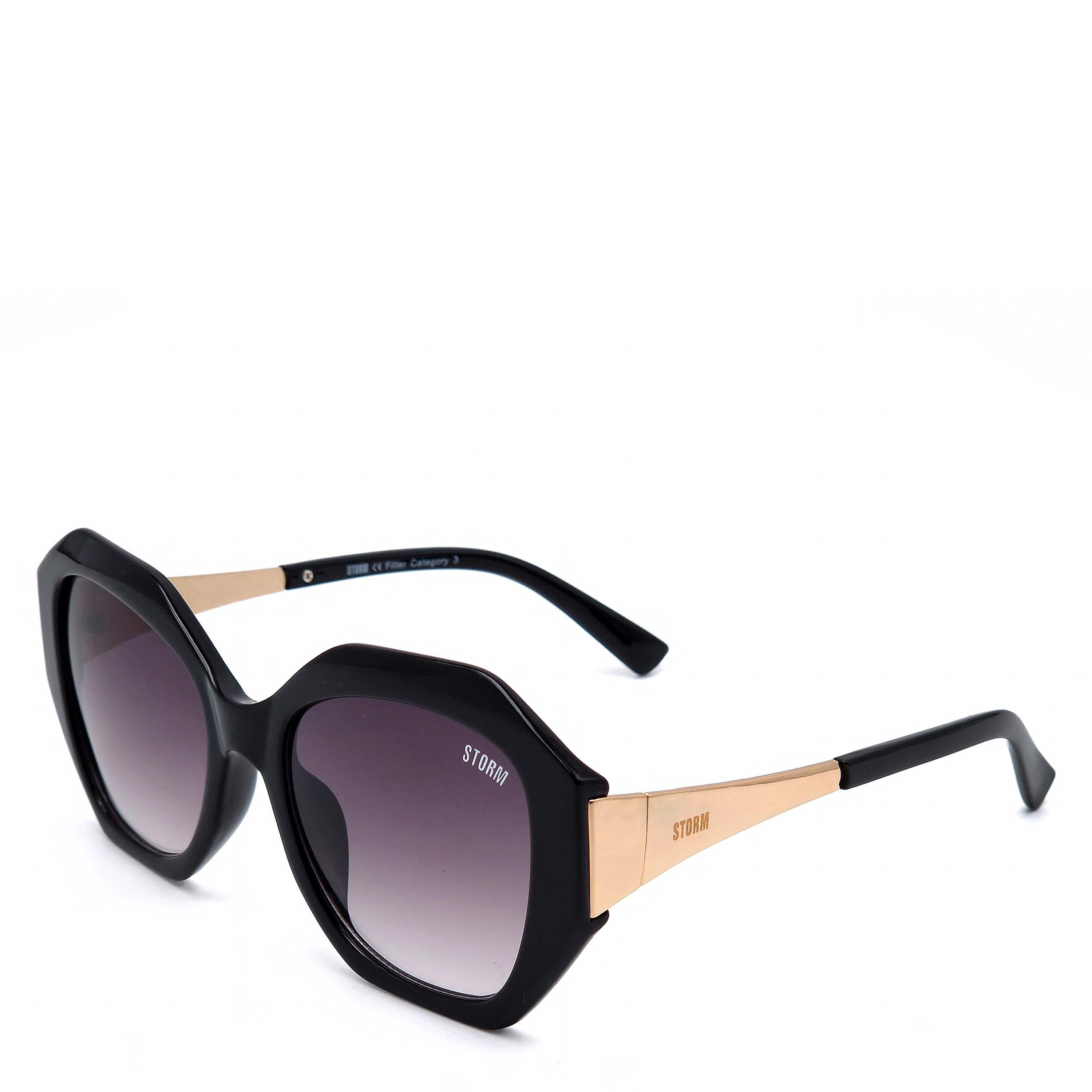 Black - Storm - Women's Hexagon Sunglasses - 1