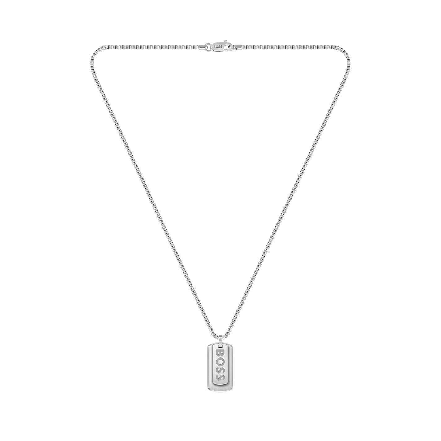 Silver - Boss - Men's Jewellery Set, Stainless Steel Necklace and Bracelet - 2