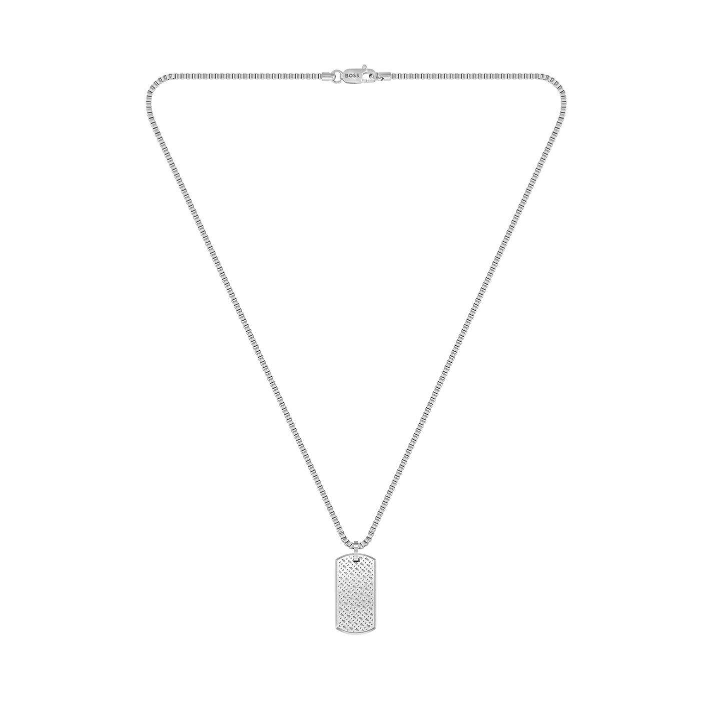 Silver - Boss - Men's Jewellery Set, Stainless Steel Necklace and Bracelet - 5