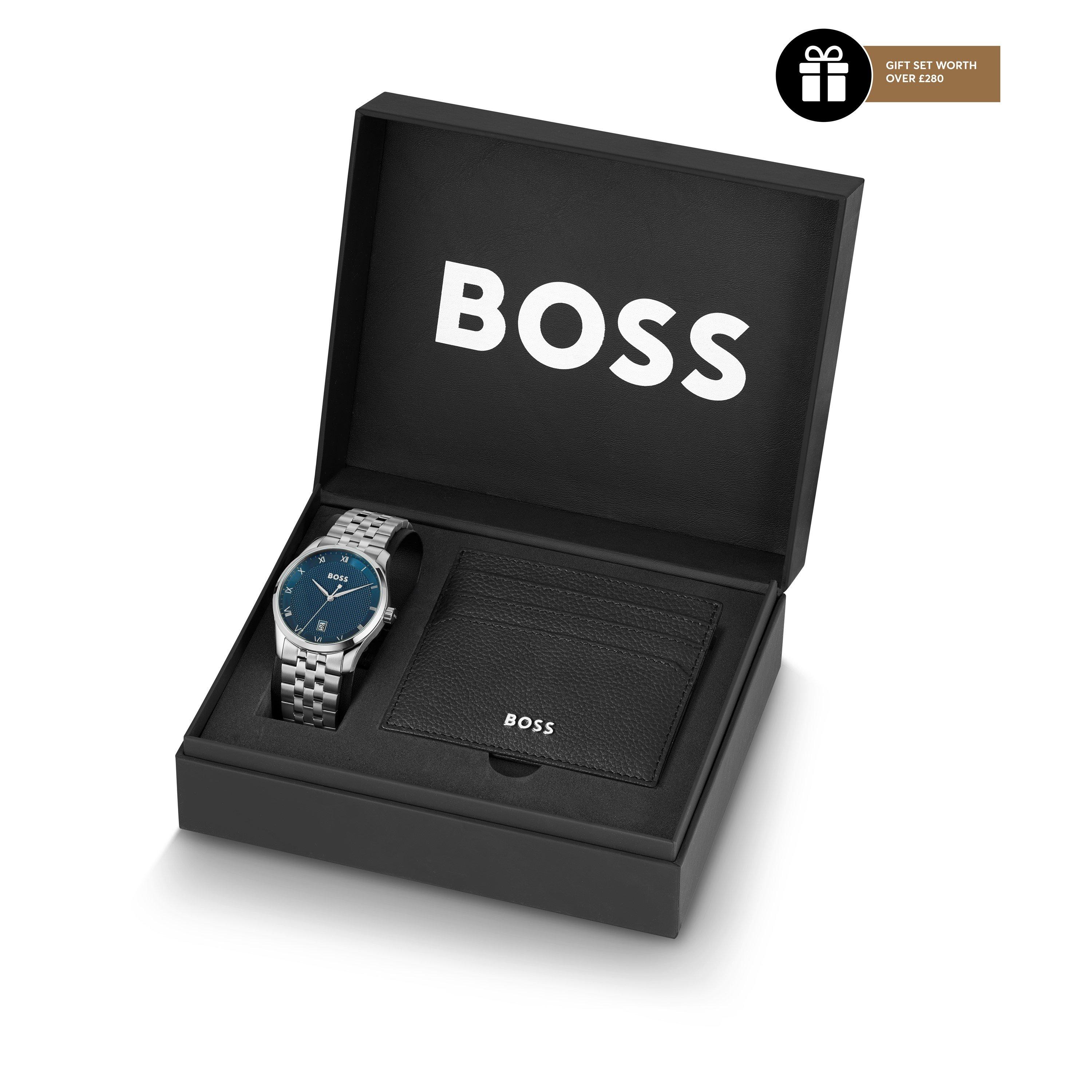 Blue & Black - Boss - Men's Strike A Watch and Bracelet Gift Set - 1