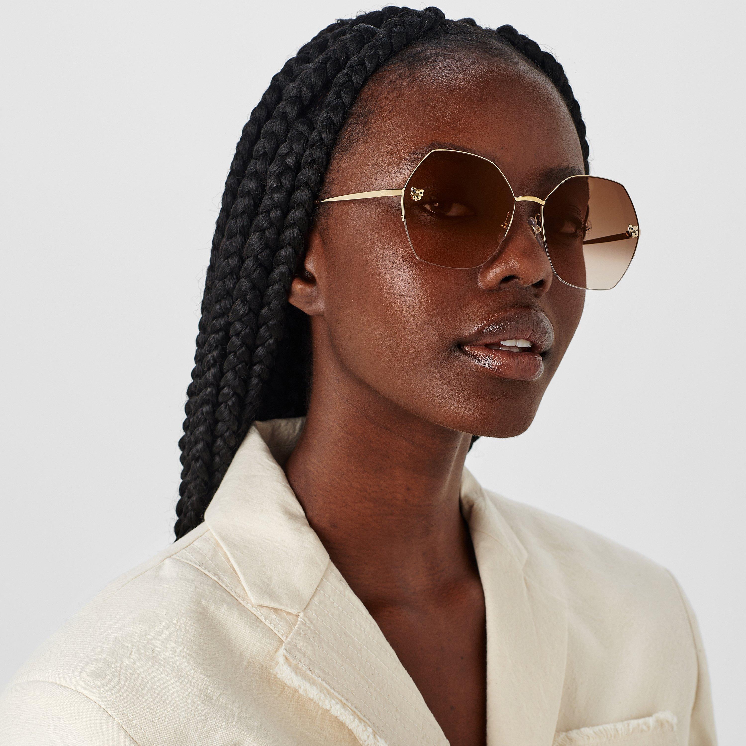 Gold/Brown - Cartier - Cartier CT0332S Women’s Oversized Sunglasses - 2