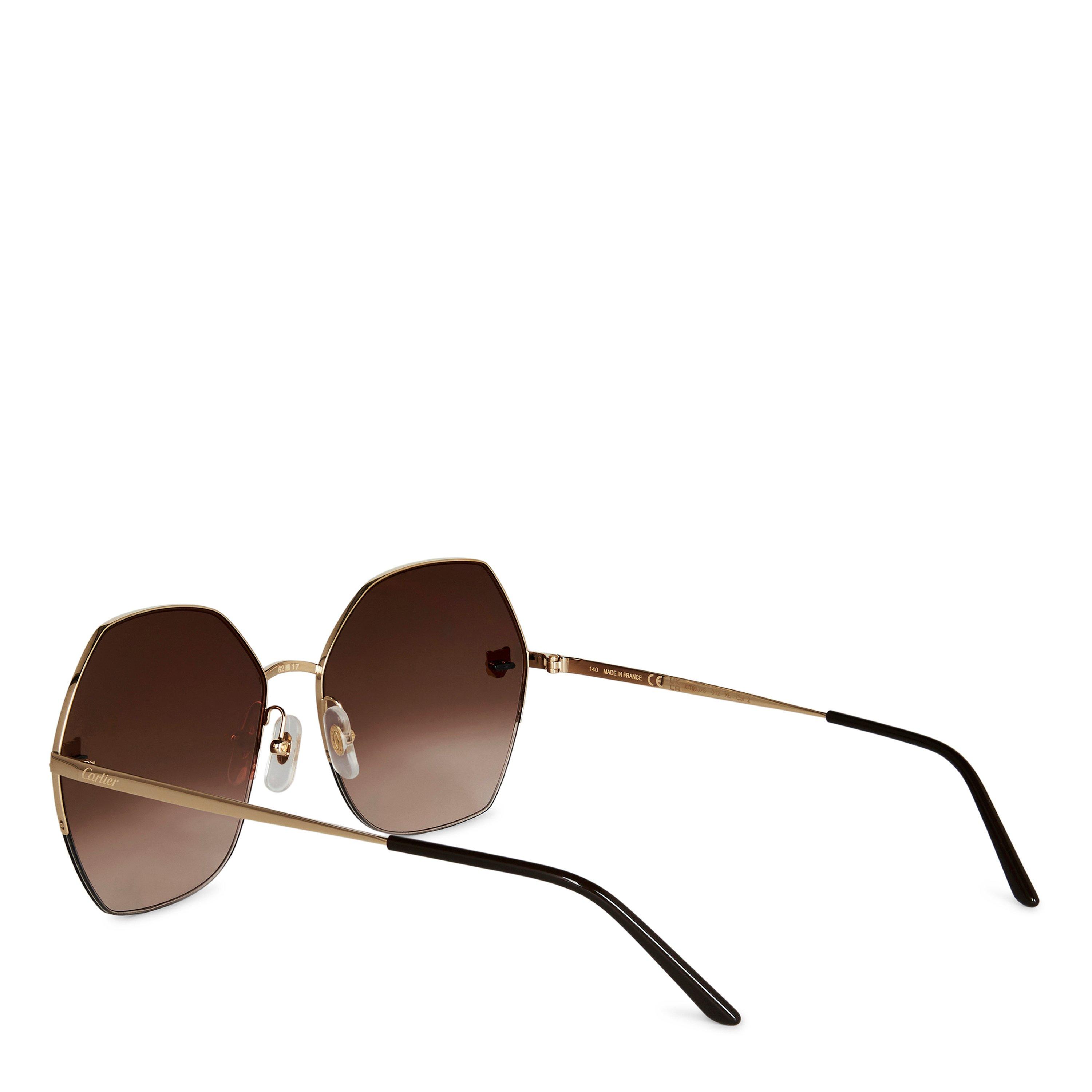 Gold/Brown - Cartier - Cartier CT0332S Women’s Oversized Sunglasses - 3