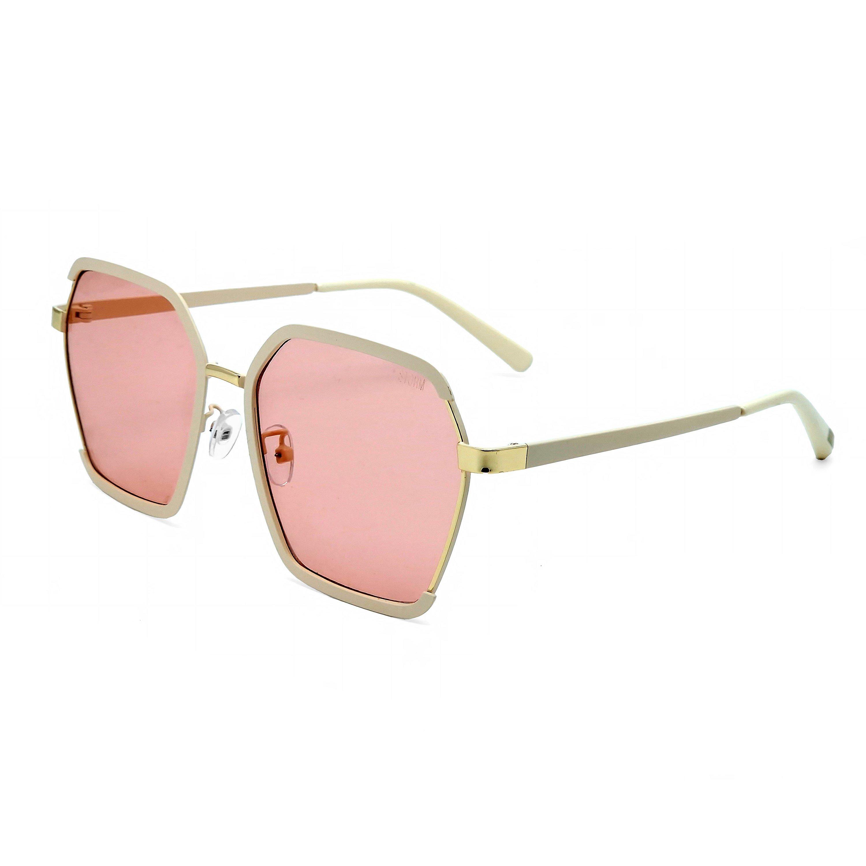 Beige - Storm - Women's Hexagon Sunglasses - 1