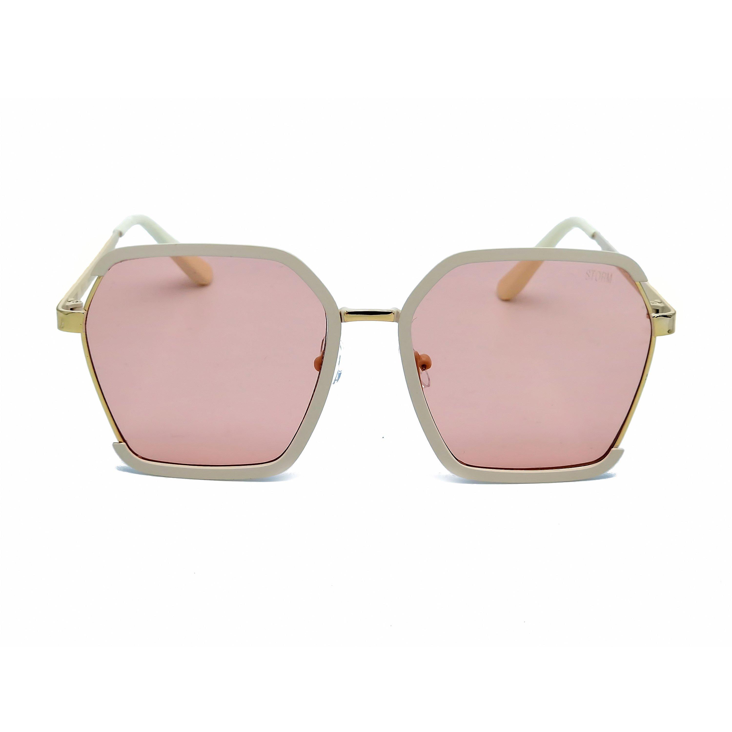 Beige - Storm - Women's Hexagon Sunglasses - 2