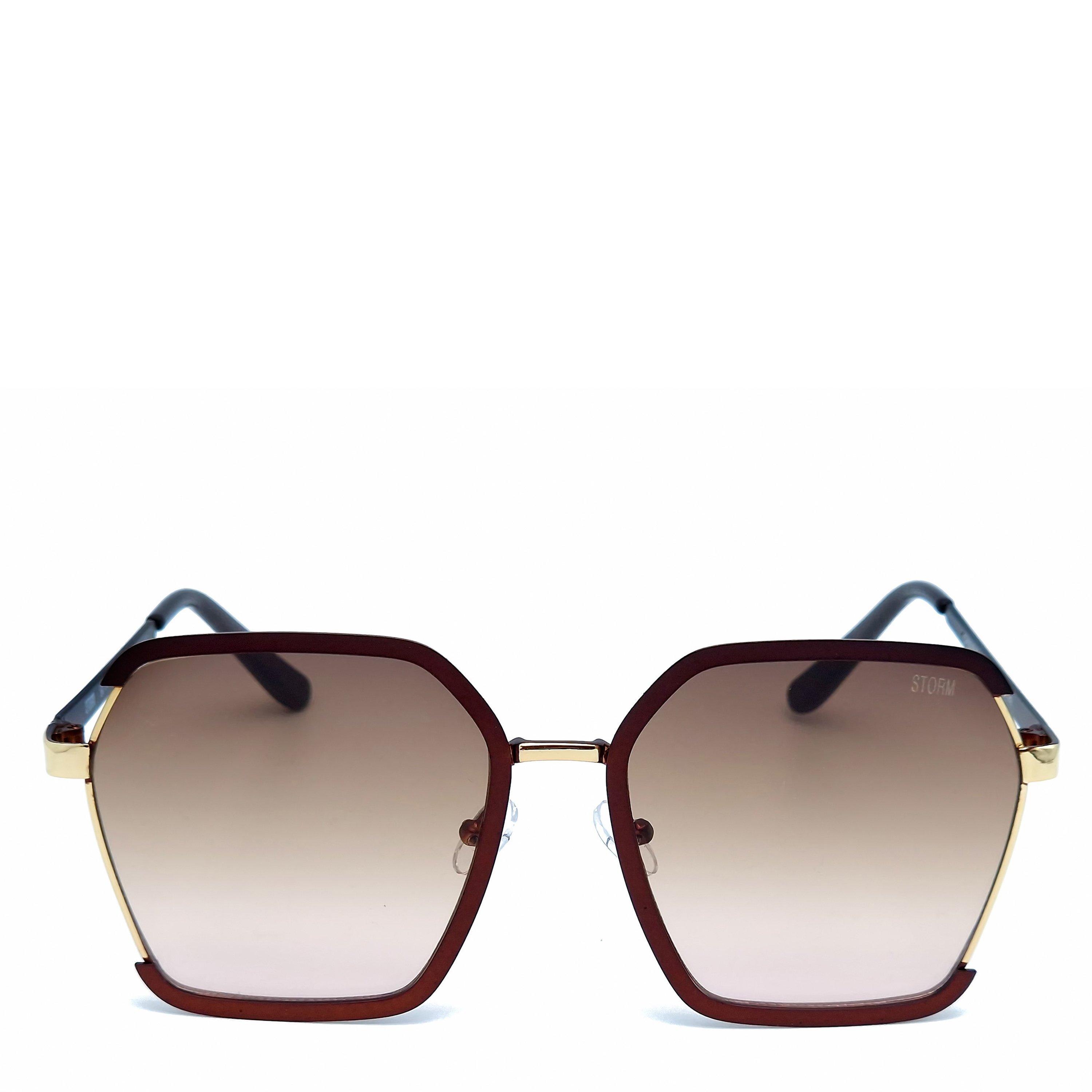 Burgundy - Storm - Women's Hexagon Sunglasses - 2