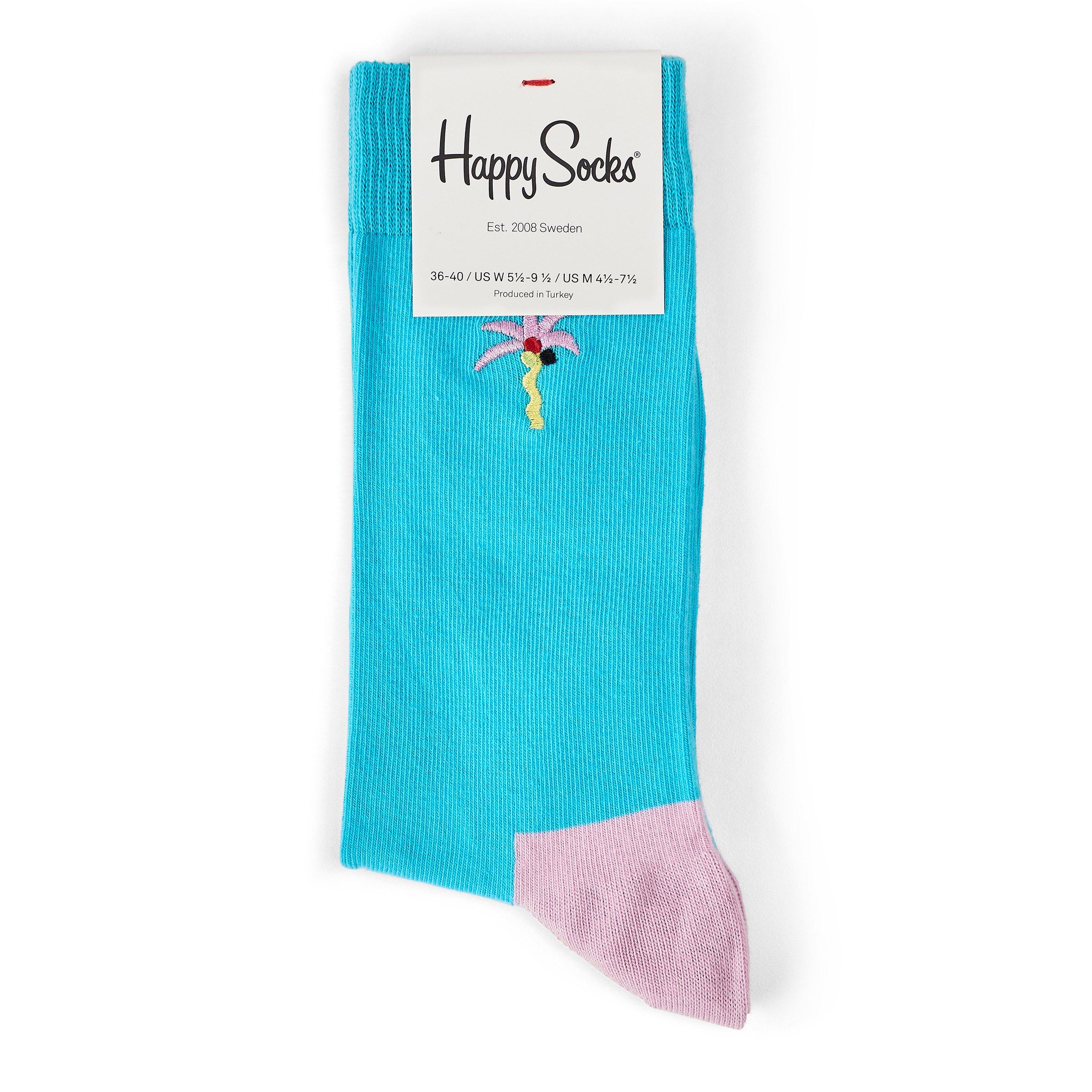 Turquoise - Happy Socks - Embroid Palm Sk 99 - 2