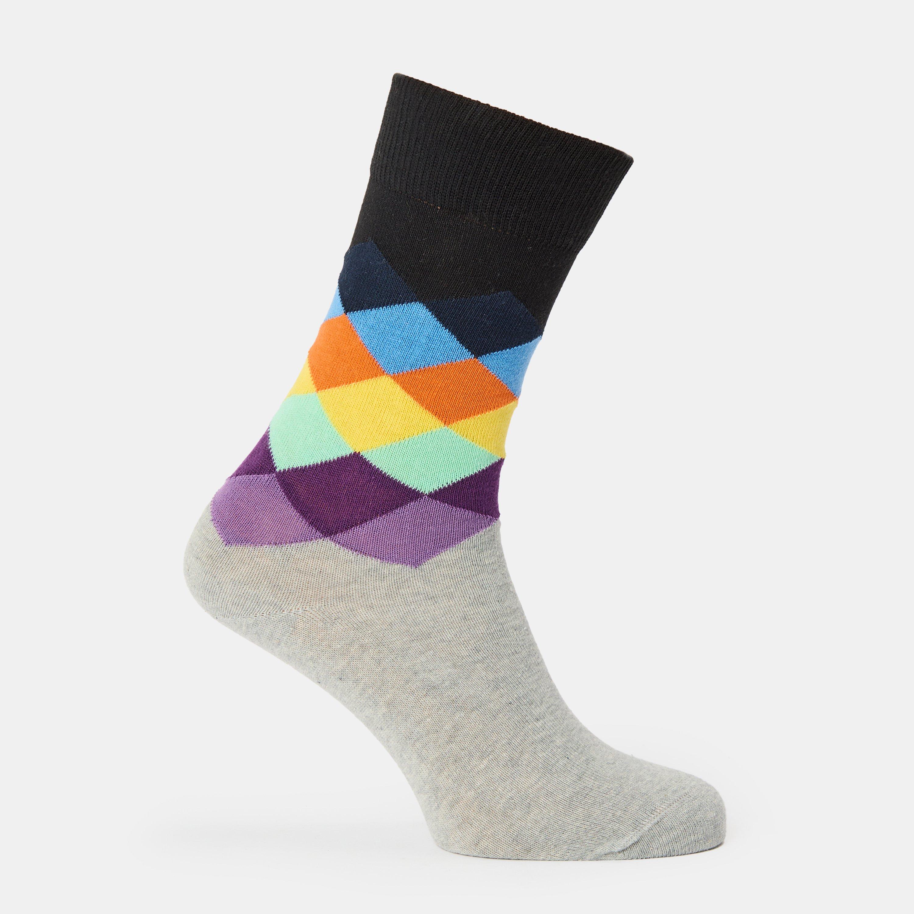 Light Grey - Happy Socks - Fade Diamond Pop - 1