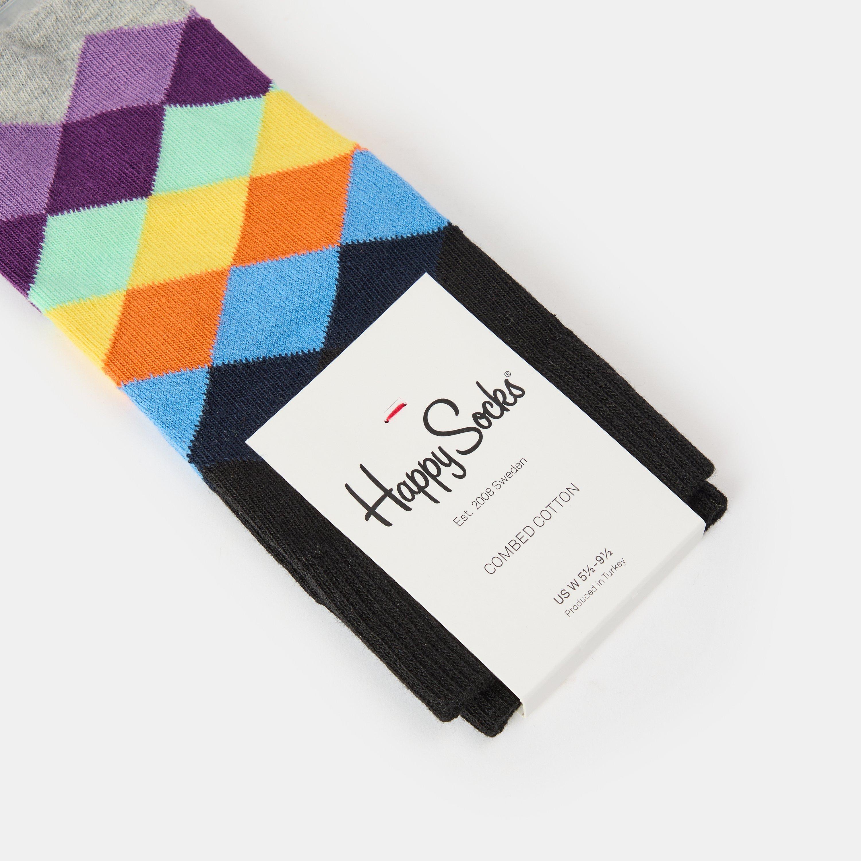 Light Grey - Happy Socks - Fade Diamond Pop - 2