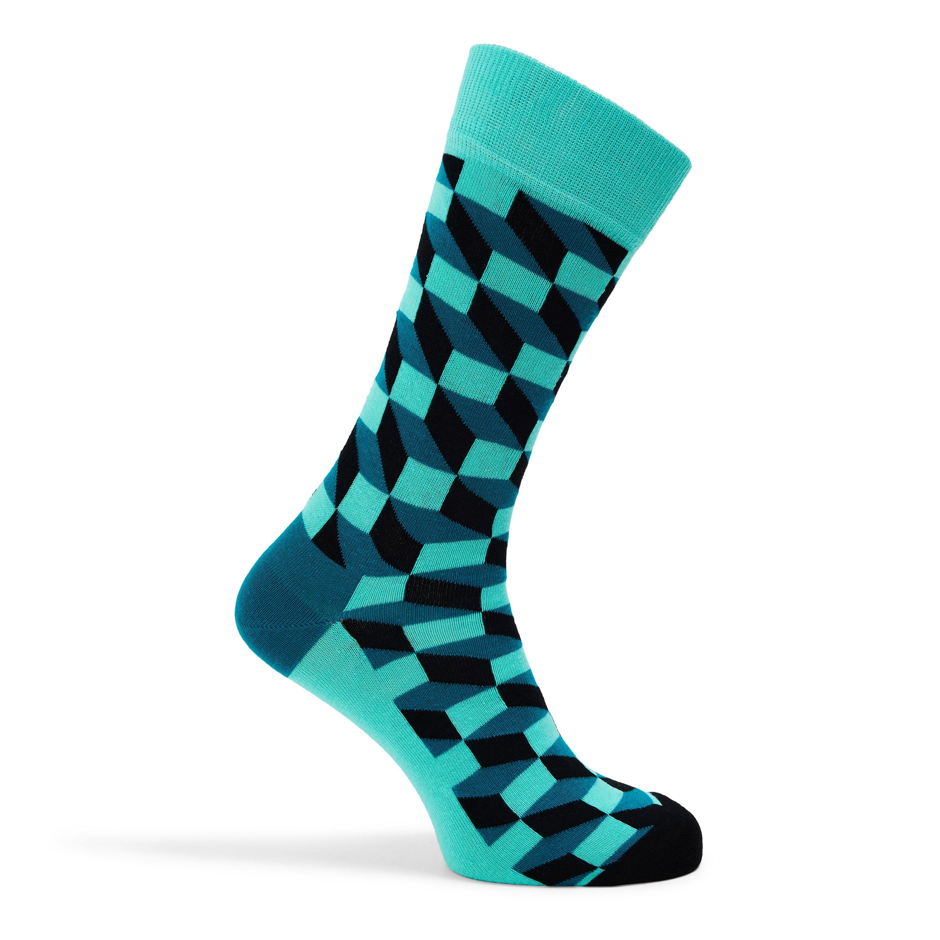 Turquoise - Happy Socks - Filled Optic Pattern Pop - 1