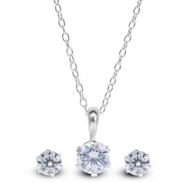 Be You Sterling Silver CZ Earring and Pendant Set
