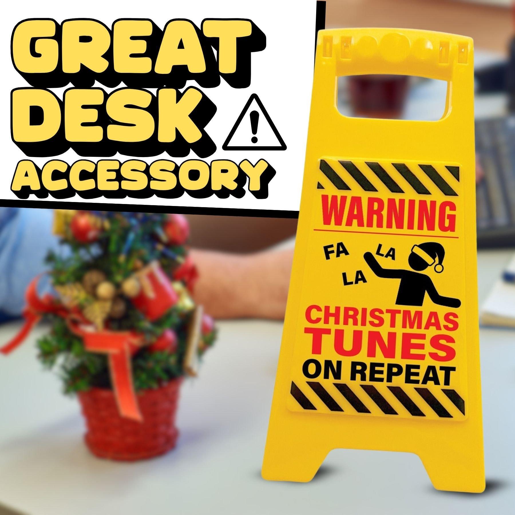 Multi - Boxer Gifts - Christmas Tunes on Repeat Desk Warning Sign - 3
