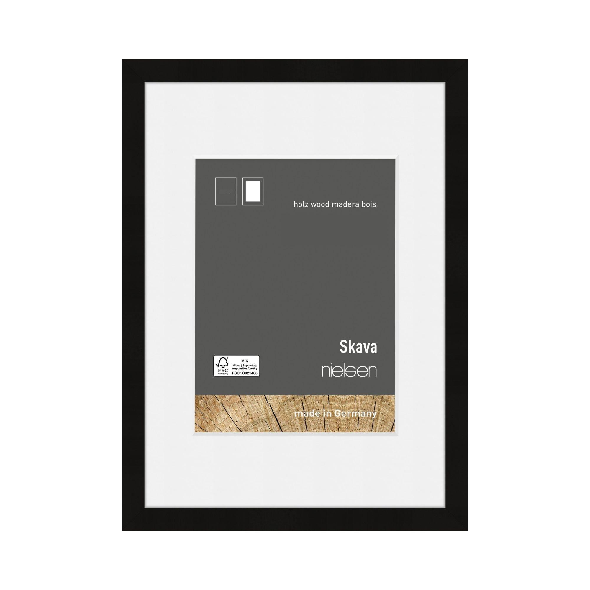 Nielsen  Skava Wooden Picture Frame With White Mount - Black - A1