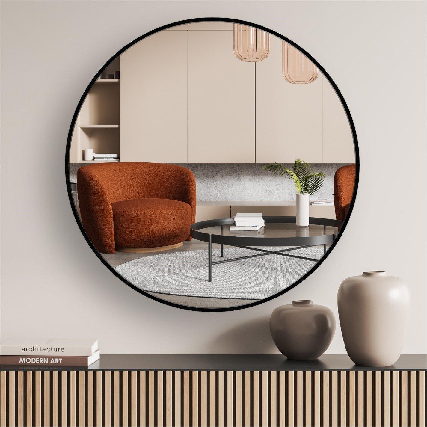 Nielsen  Jaron Round Aluminium Wall Mirror - Black - 80 cm
