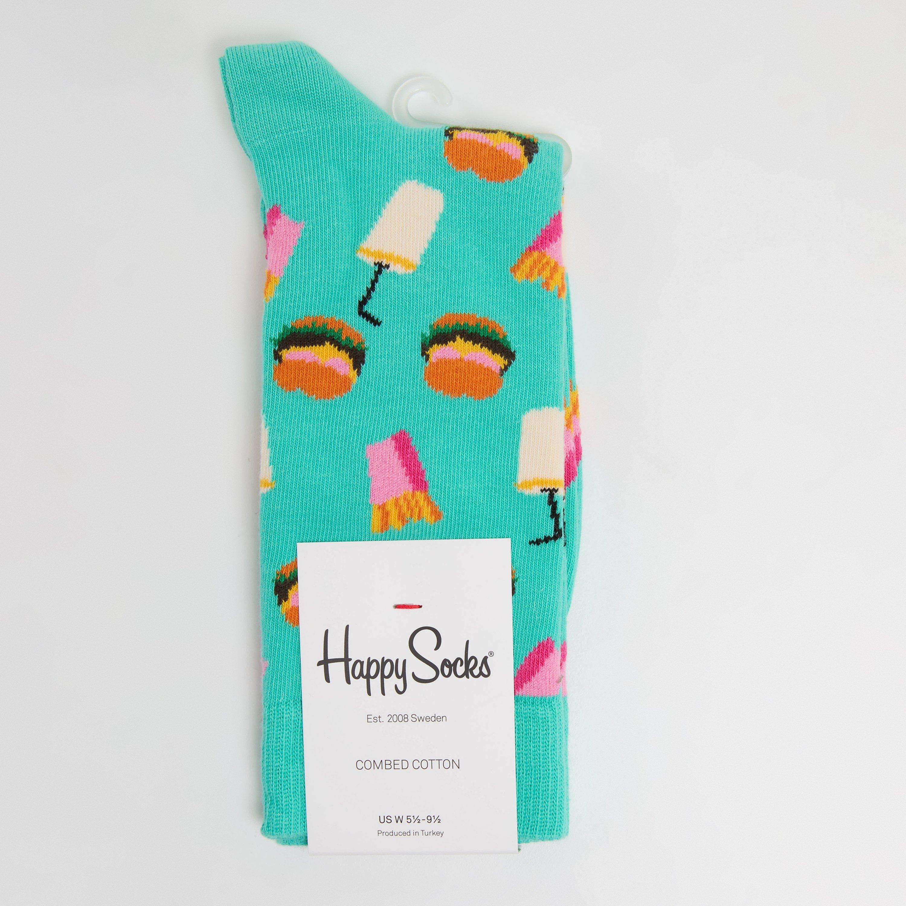 Happy Socks  Hamburger Pop - Light Green - 4-7(36-40)