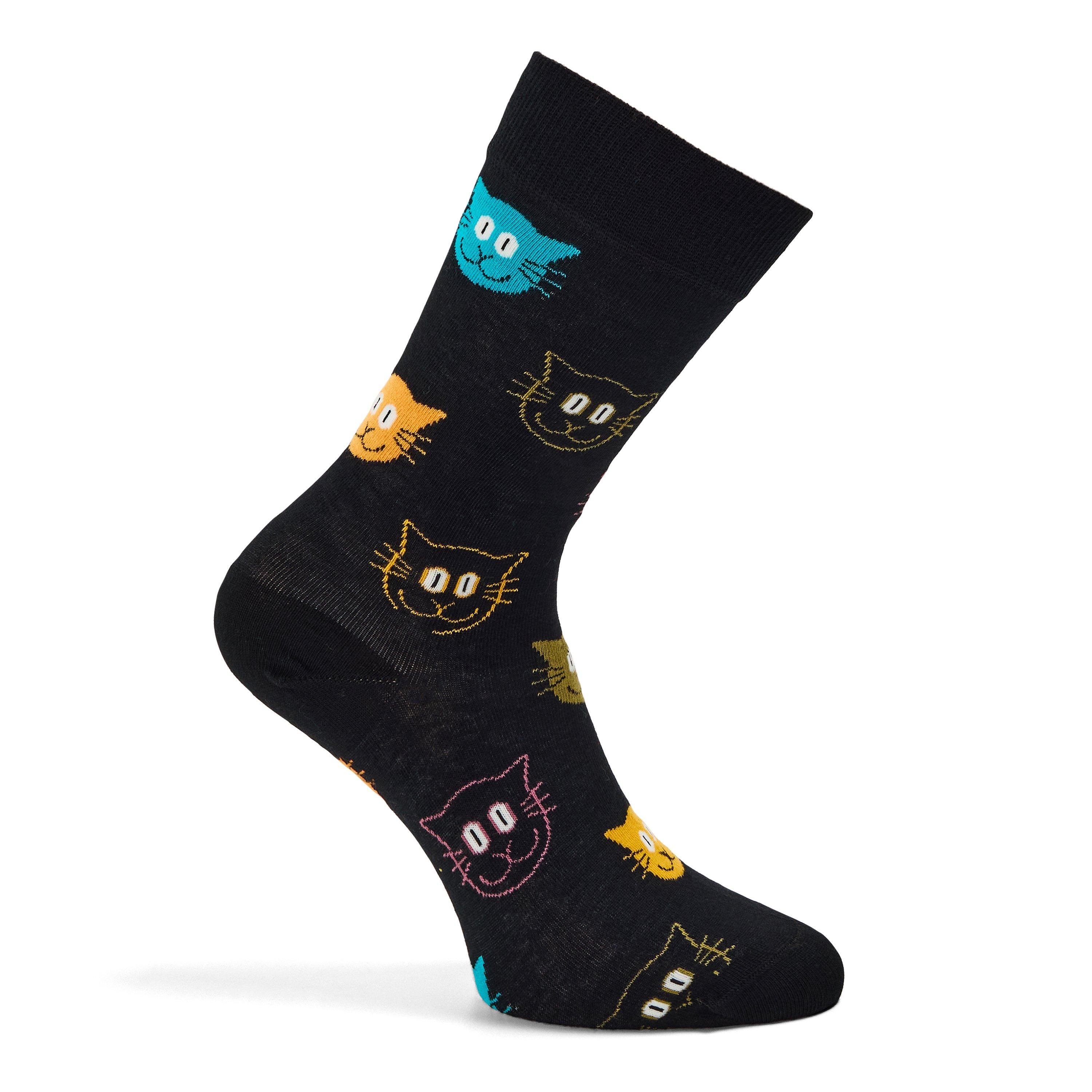 Black - Happy Socks - Women's Cat Pop - 1