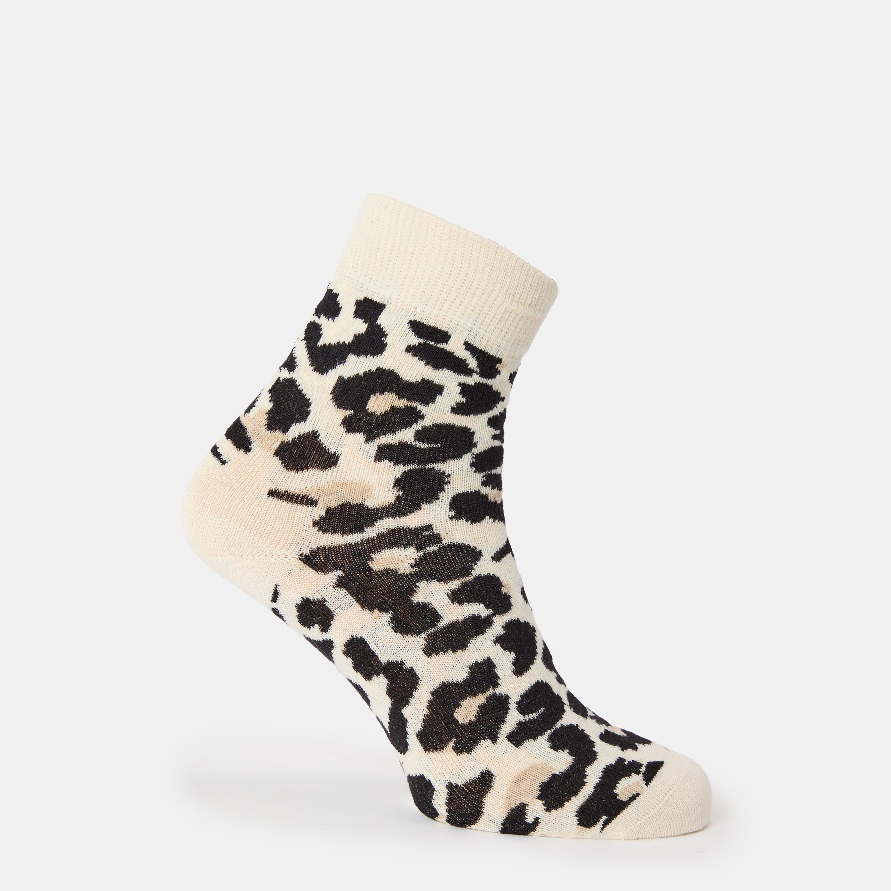 Beige - Happy Socks - Leprd Half Crew Pop - 1