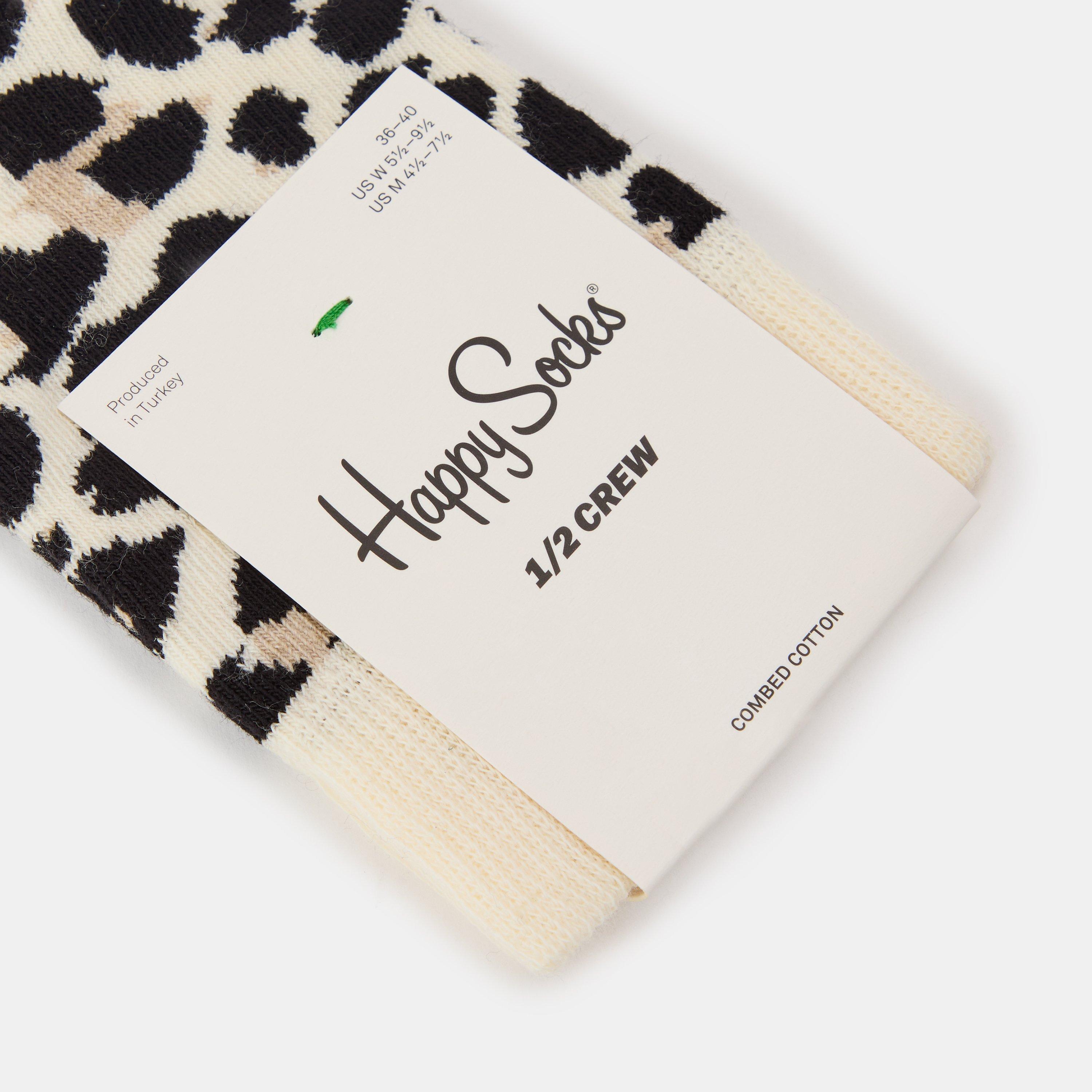 Beige - Happy Socks - Leprd Half Crew 99 - 2