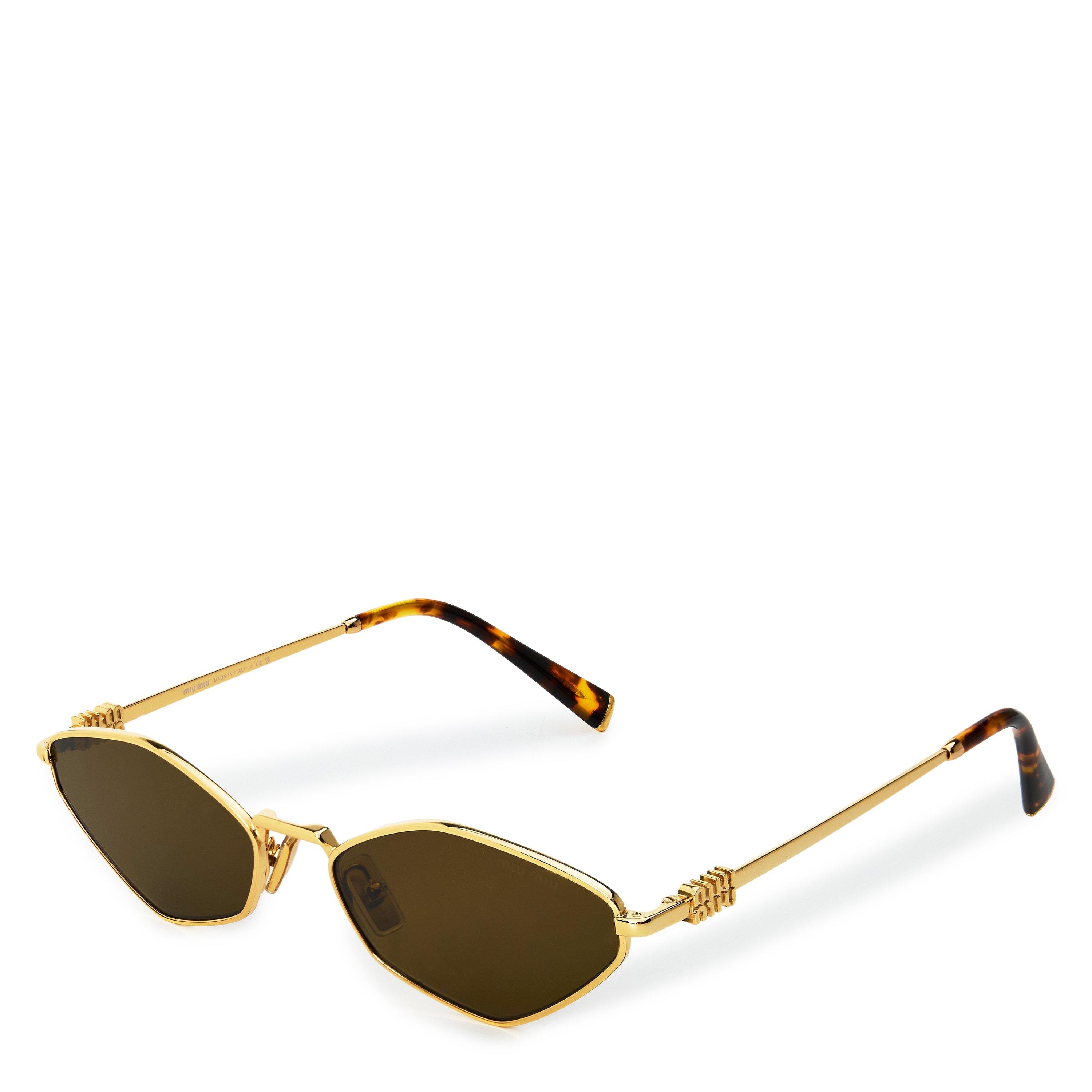 Miu Miu Women's Gold Oval Dark Brown Mu 56Zs - Image 7