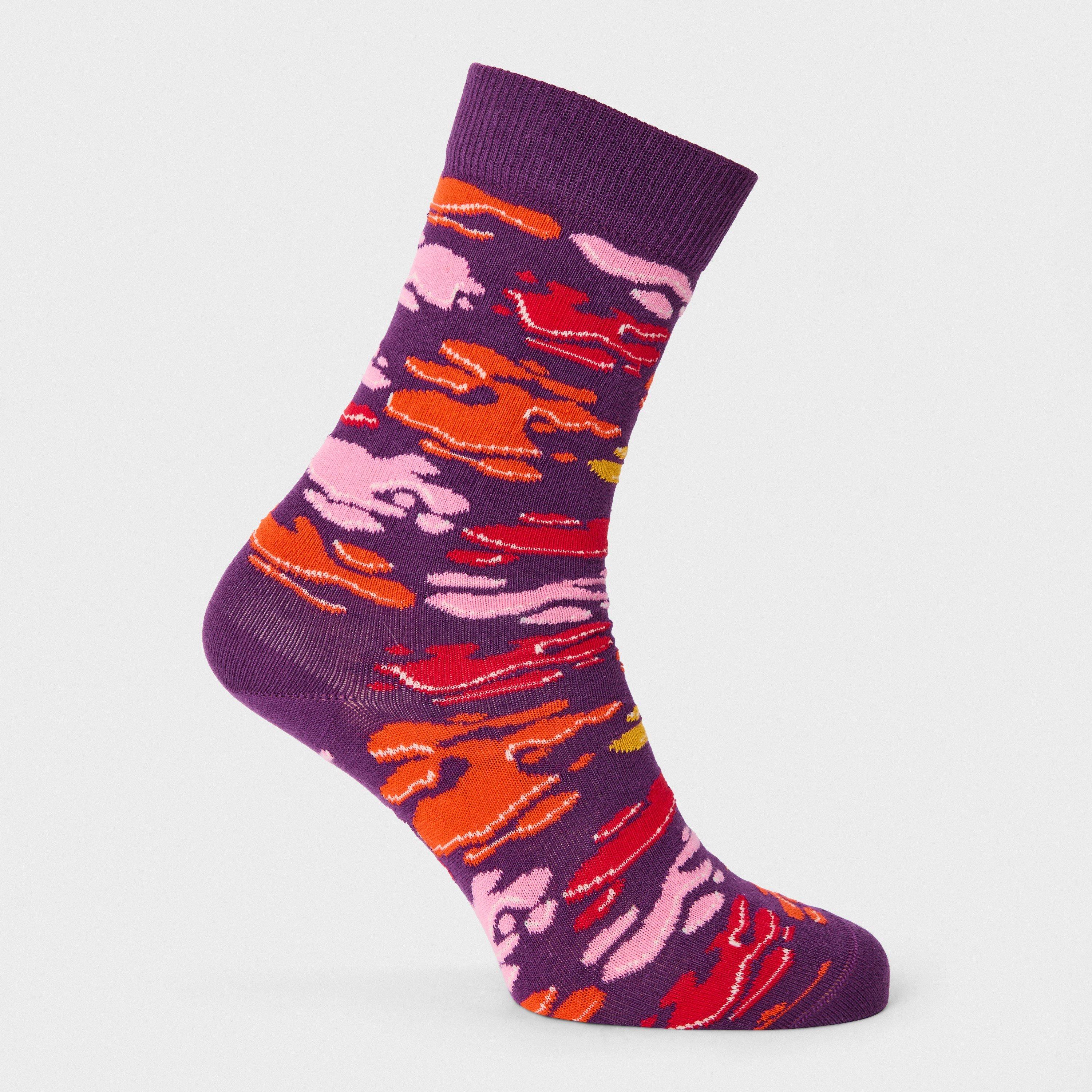 Happy Socks  Puddle Skulls Pop - Purple - 4-7(36-40)