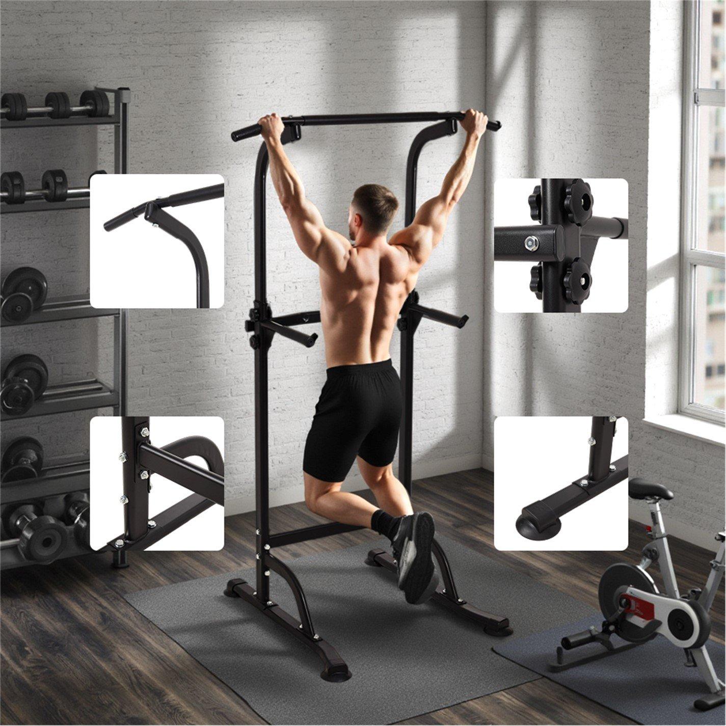 Black - LIFE IDEAS SPORT - Adjustable Power Tower Dip & Pull-Up Station - 2