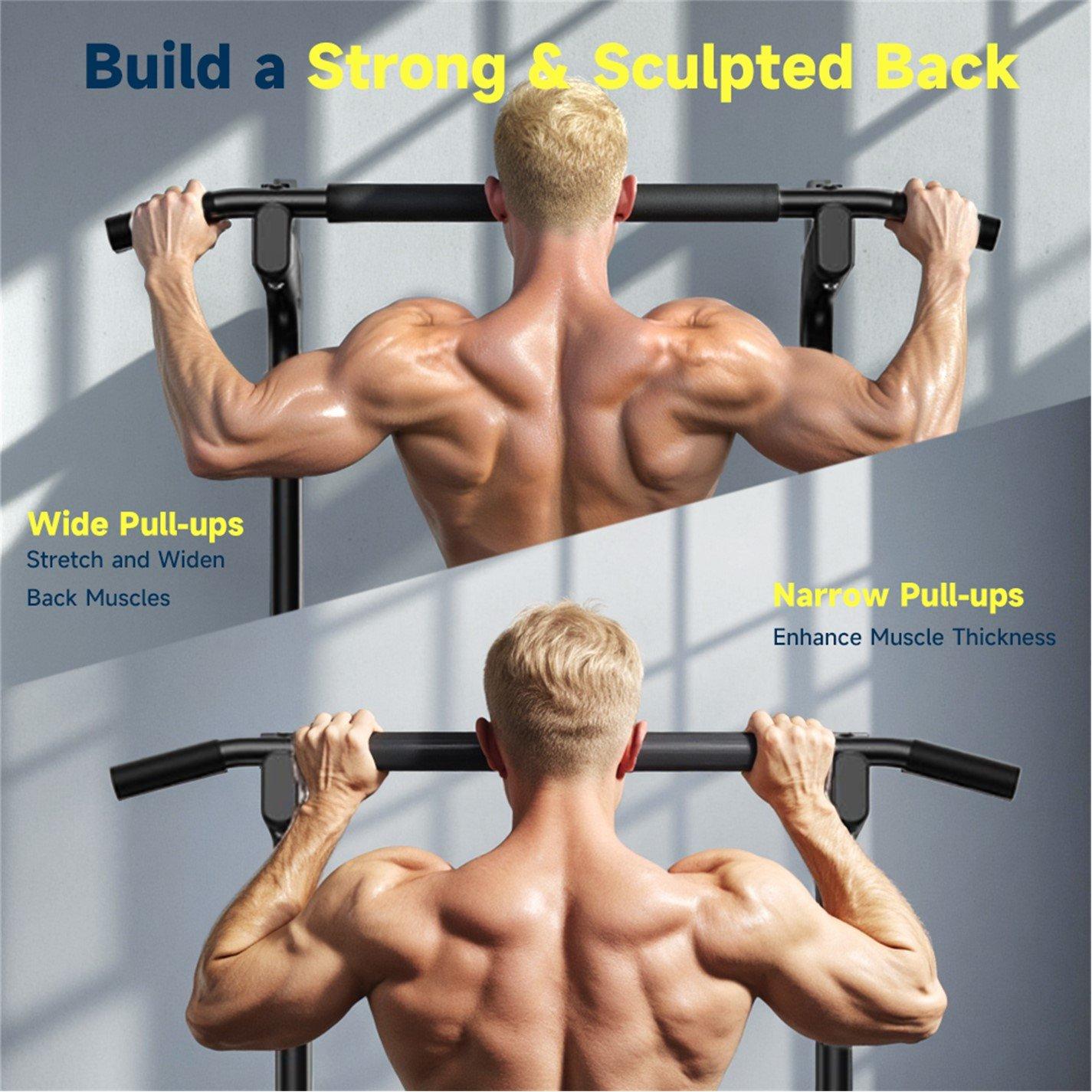 Black - LIFE IDEAS SPORT - Adjustable Power Tower Dip & Pull-Up Station - 3