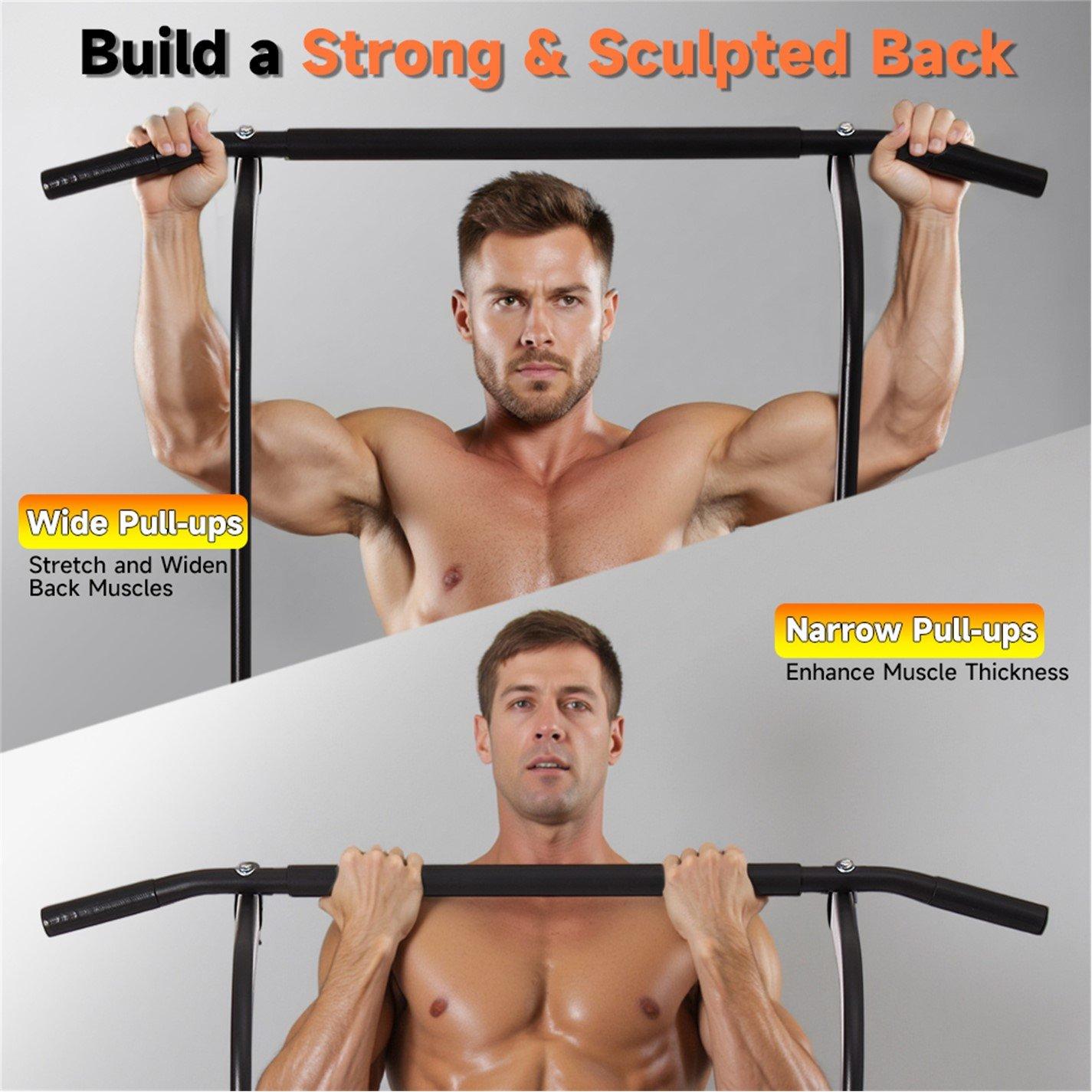 Black - LIFE IDEAS SPORT - Adjustable Power Tower Dip & Pull-Up Station - 4