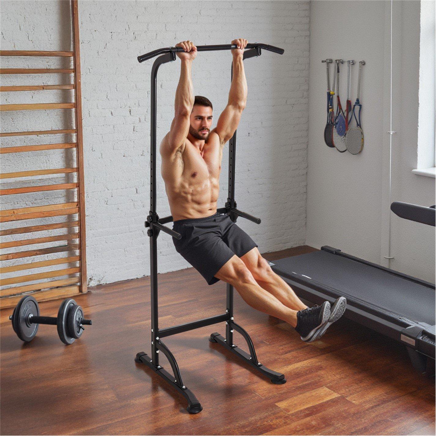 Black - LIFE IDEAS SPORT - Adjustable Power Tower Dip & Pull-Up Station - 5