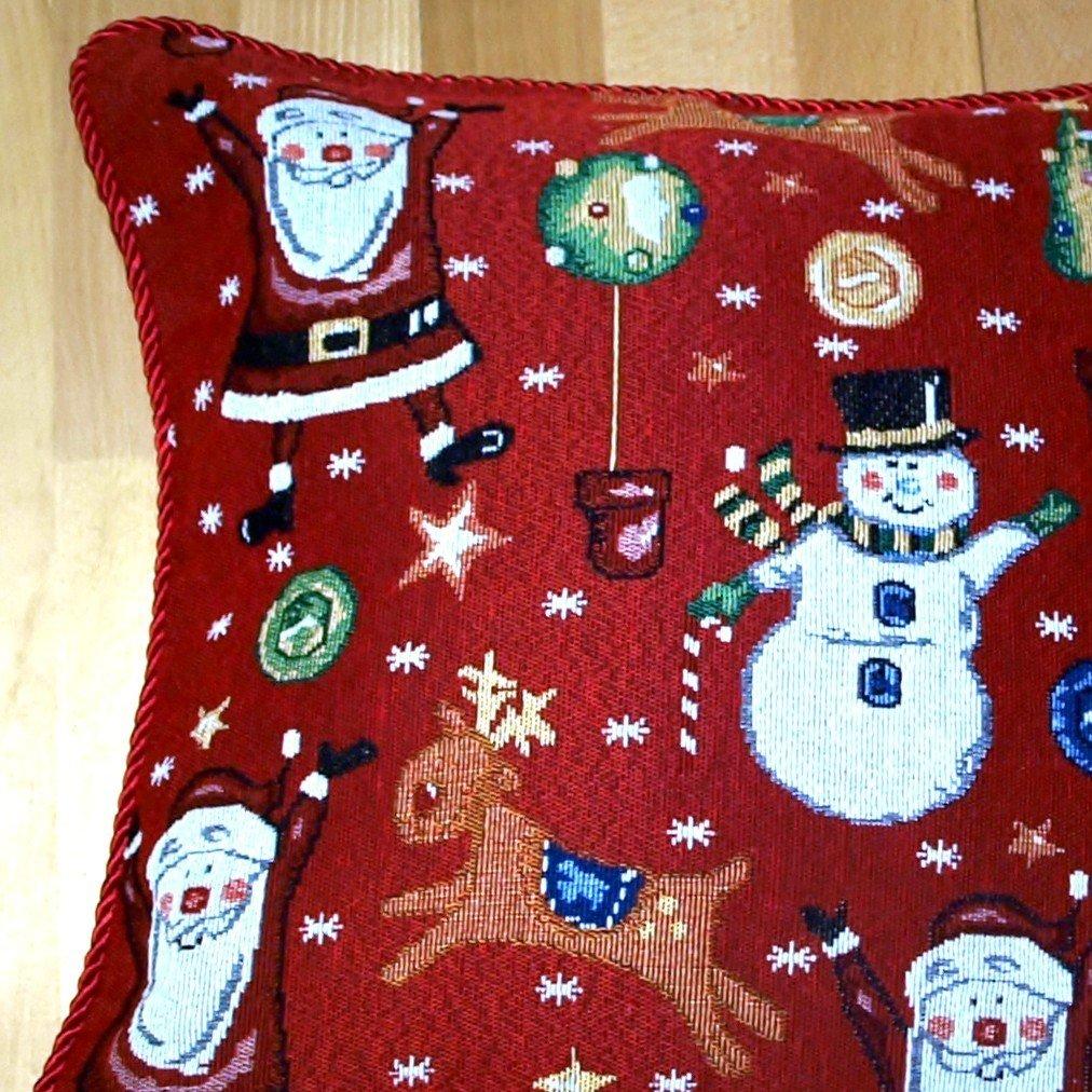 Red - Alan Symonds - Jolly Tapestry Christmas Cushion - 2