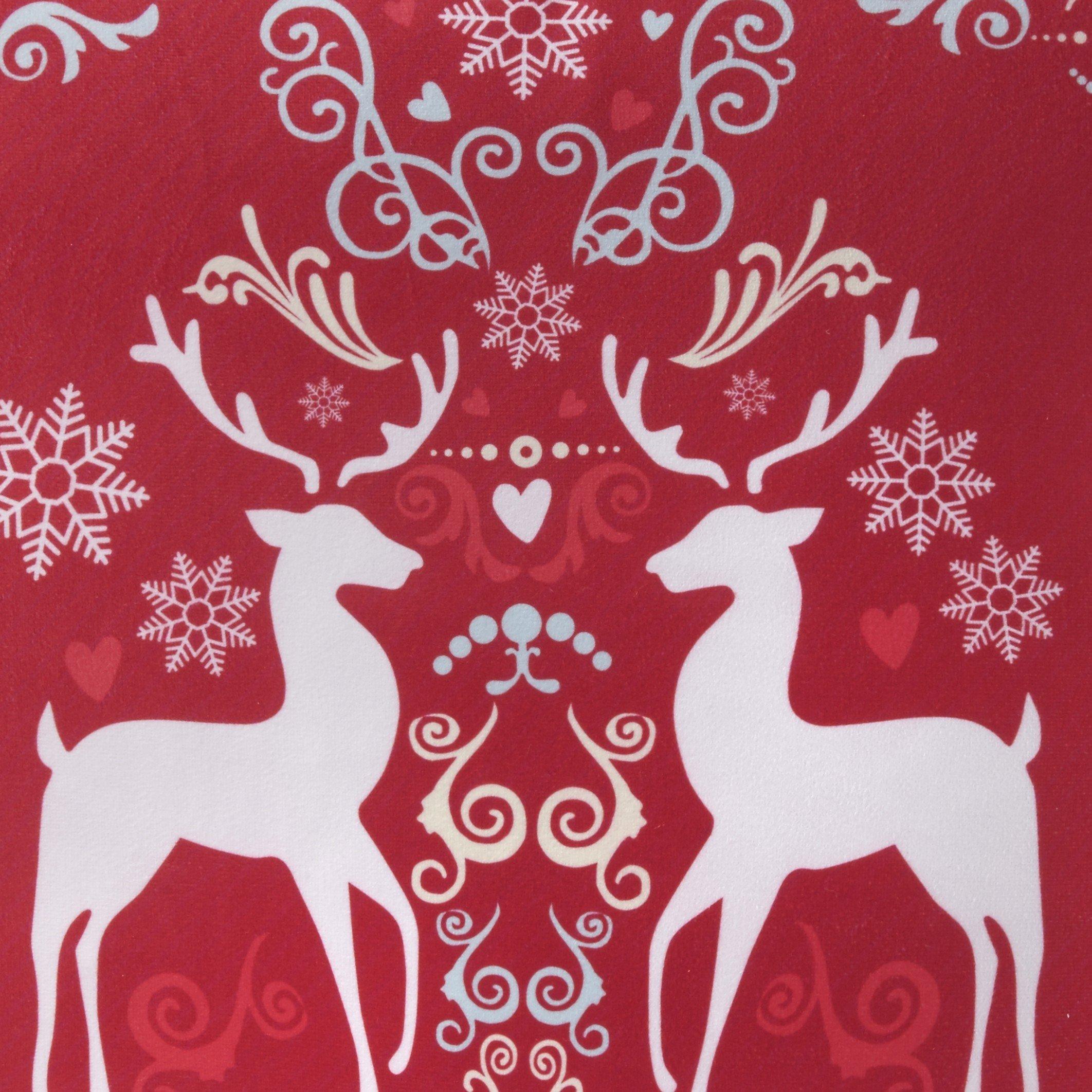 Red - Alan Symonds - Reindeer Red & White Christmas Cushion - 3