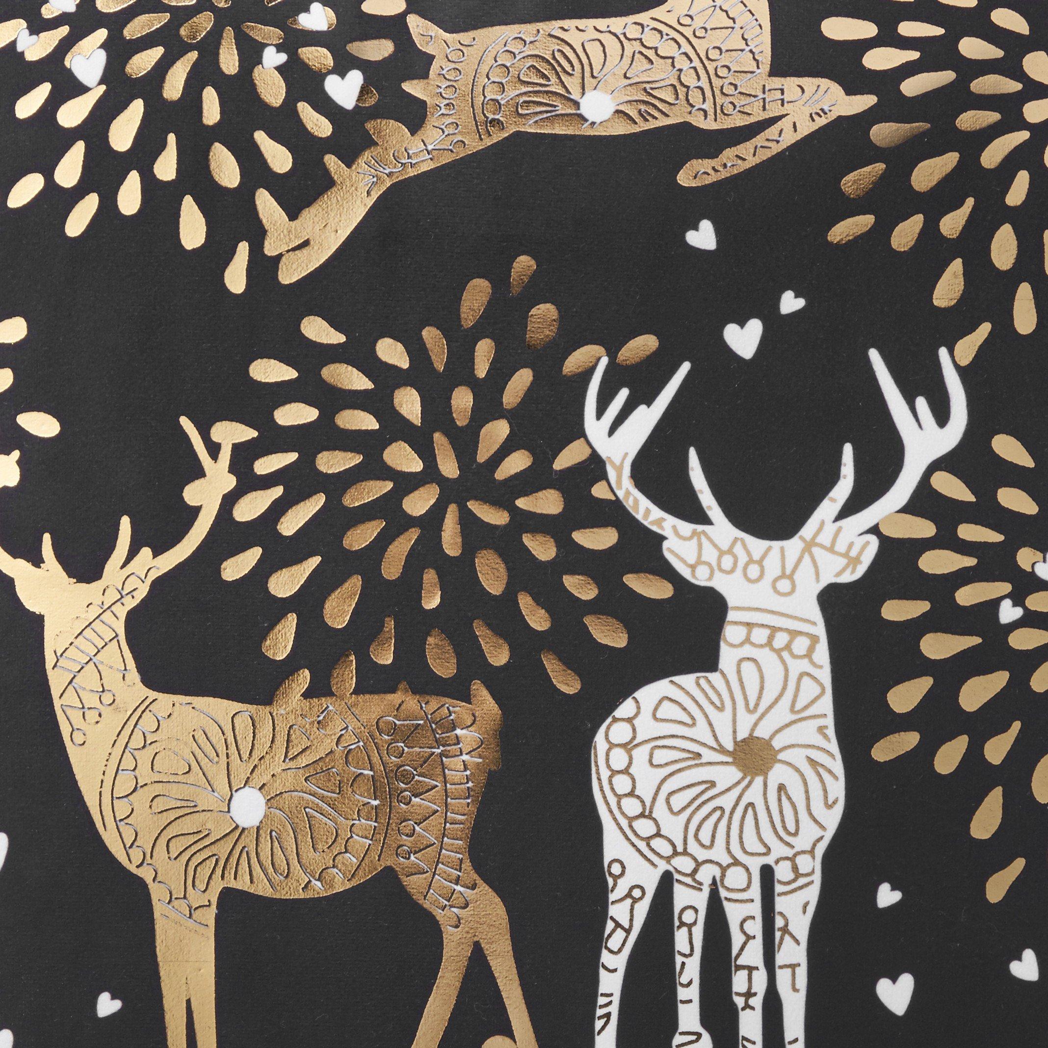 Black - Alan Symonds - Reindeer Gold & Black Christmas Cushion - 3