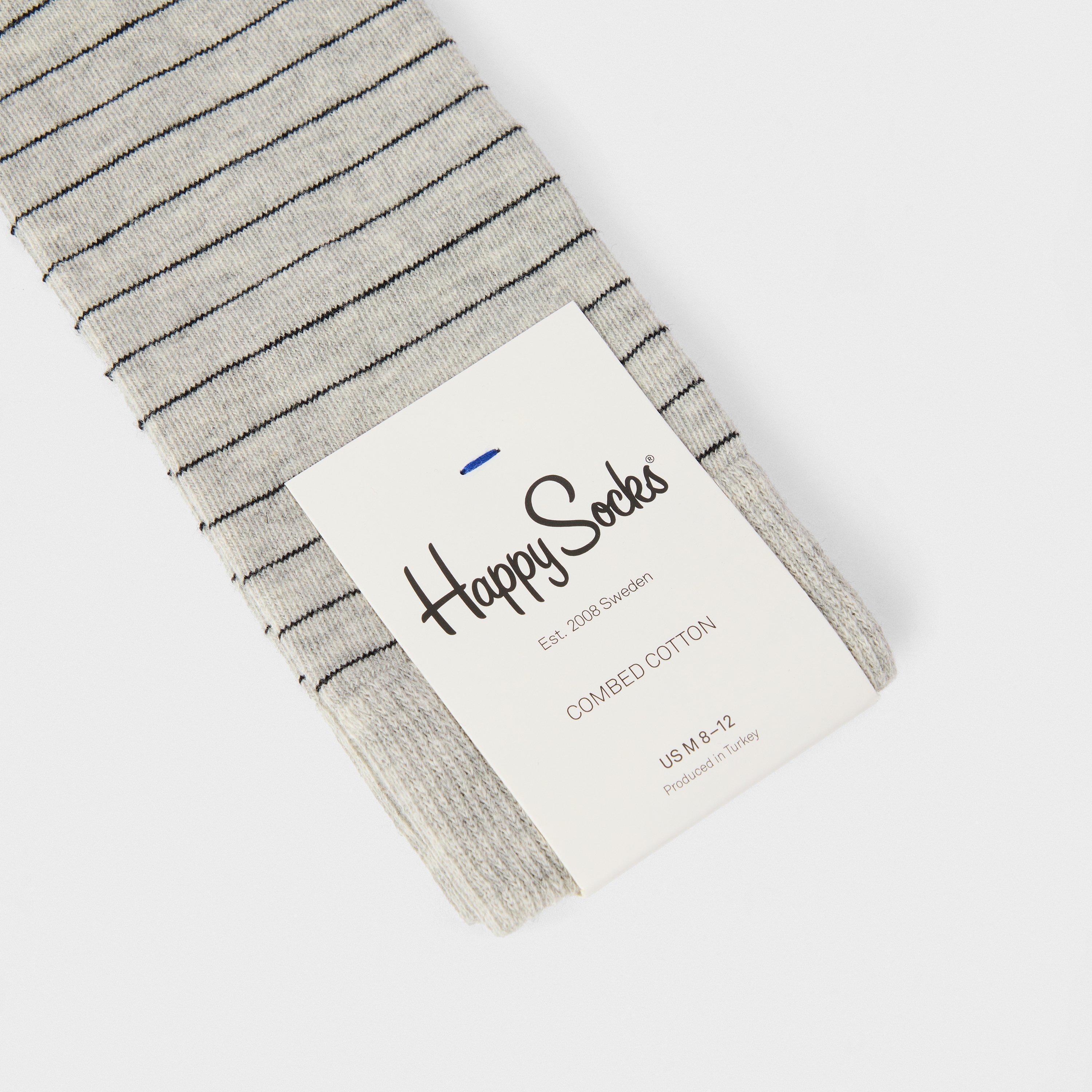 Light Grey - Happy Socks - Thin Stripe Sk 99 - 2