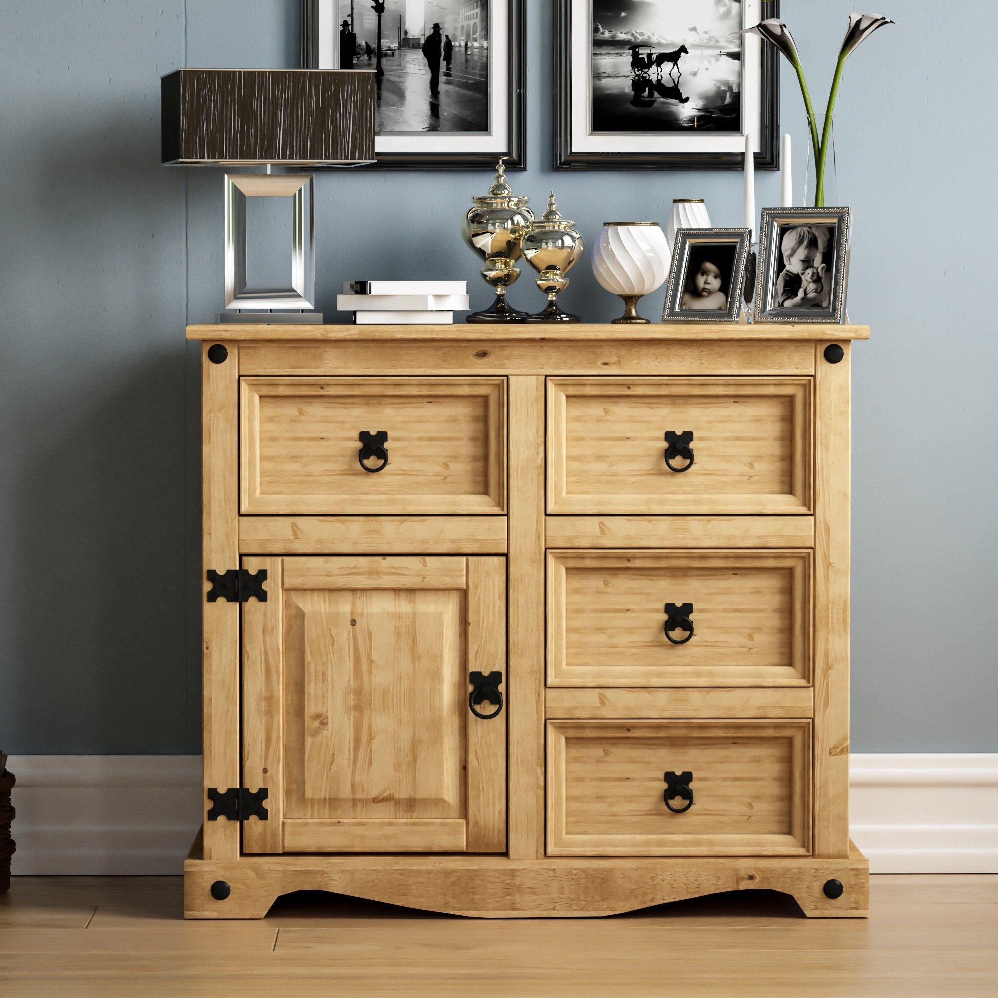 Pine - Lassic - Corona 1 Door 4 Drawer Small Sideboard - 3