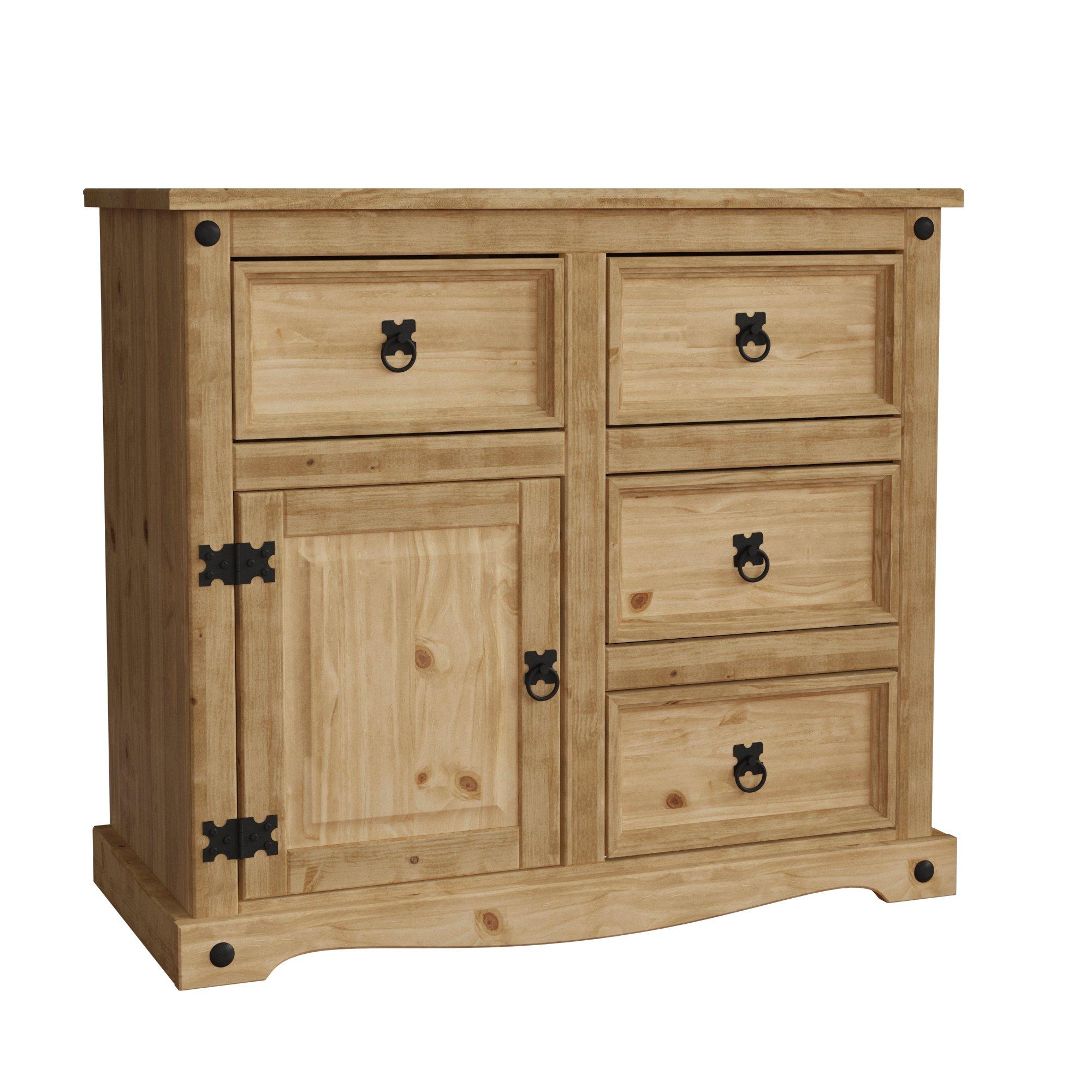 Pine - Lassic - Corona 1 Door 4 Drawer Small Sideboard - 7