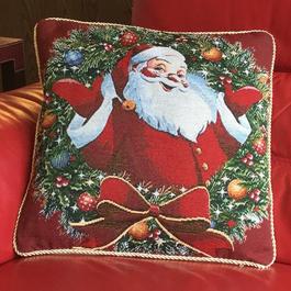 Alan Symonds Santa & Wreath Christmas Cushion