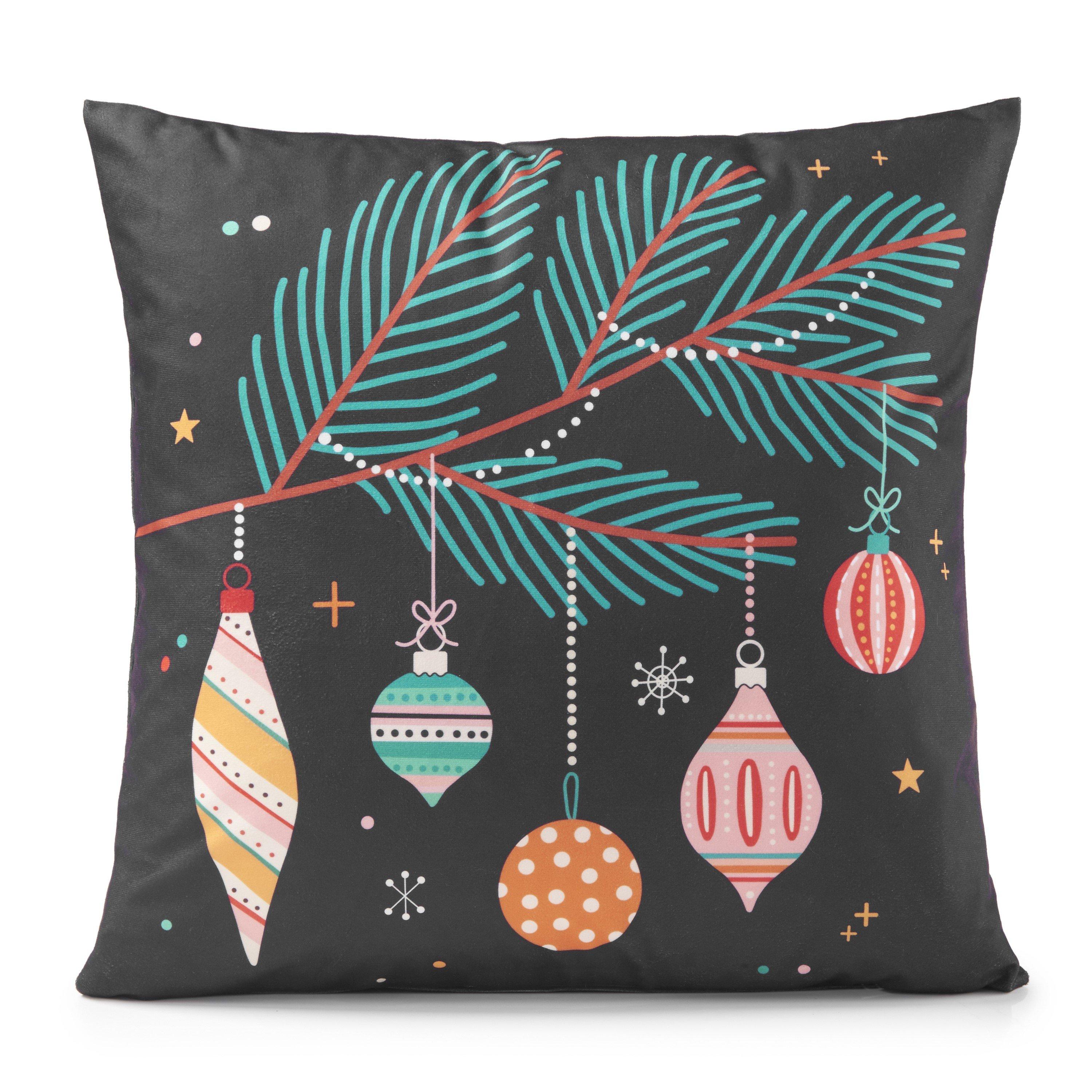 Multicolour - Alan Symonds - Baubles Velvet Christmas Cushion - 1