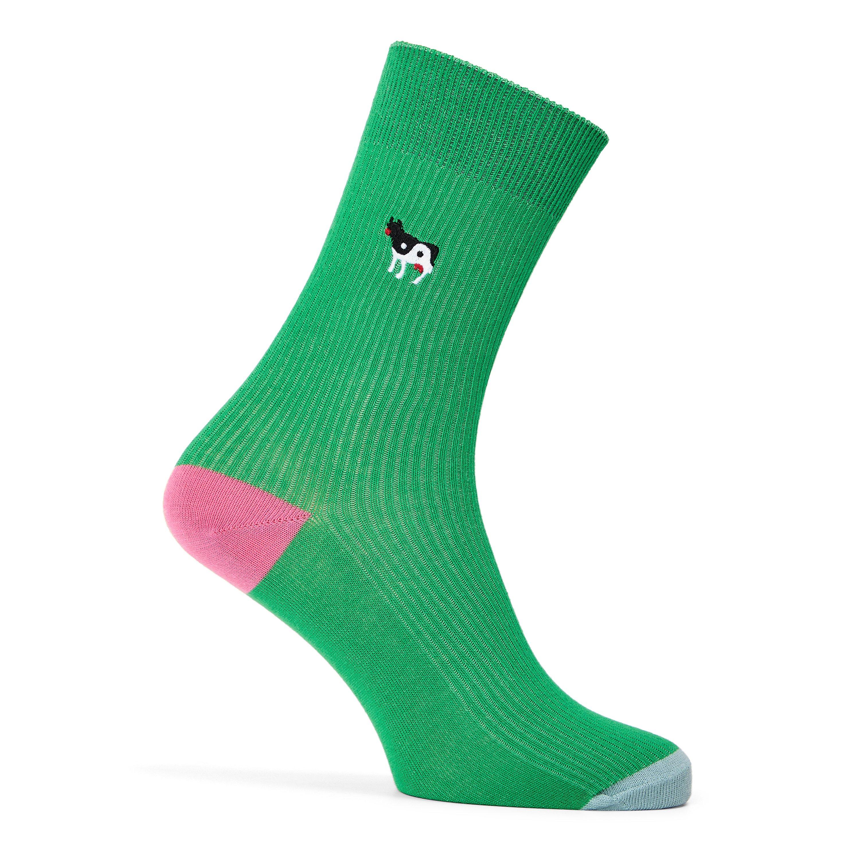 Happy Socks  Yin Yang Cow Pop - Green - 7-12(41-46