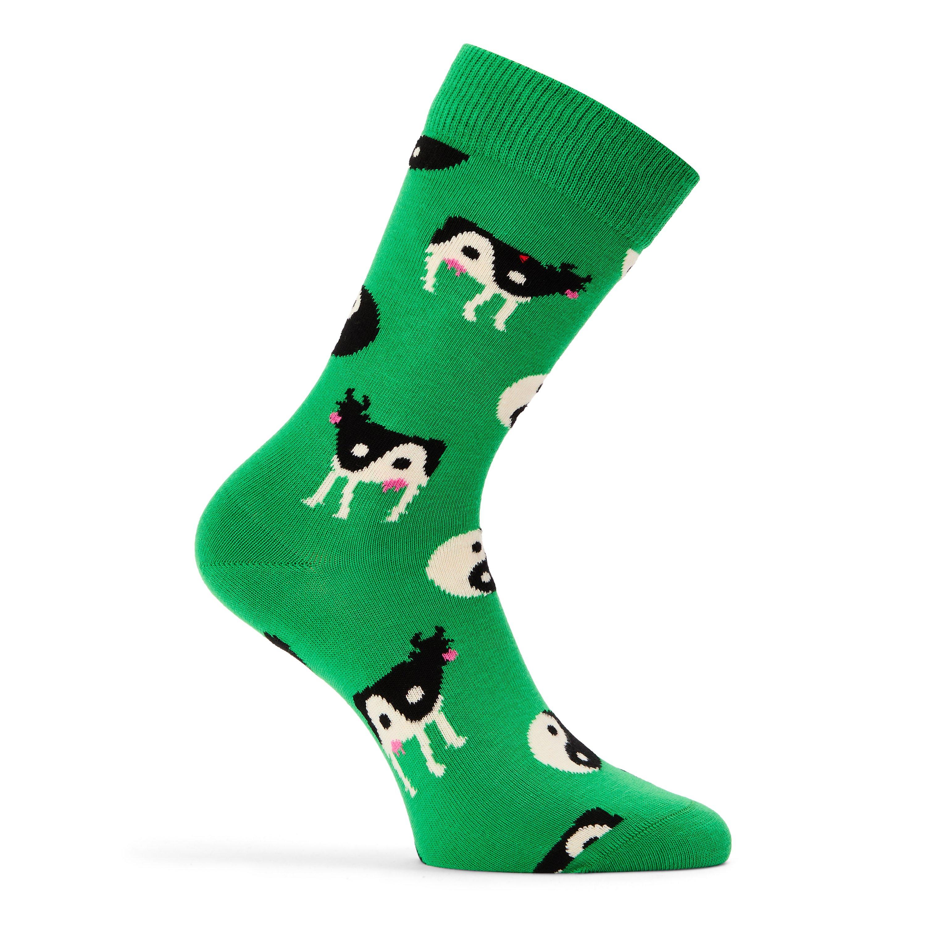 Happy Socks  Yin Yang Cow Pop - Green - 4-7(36-40)