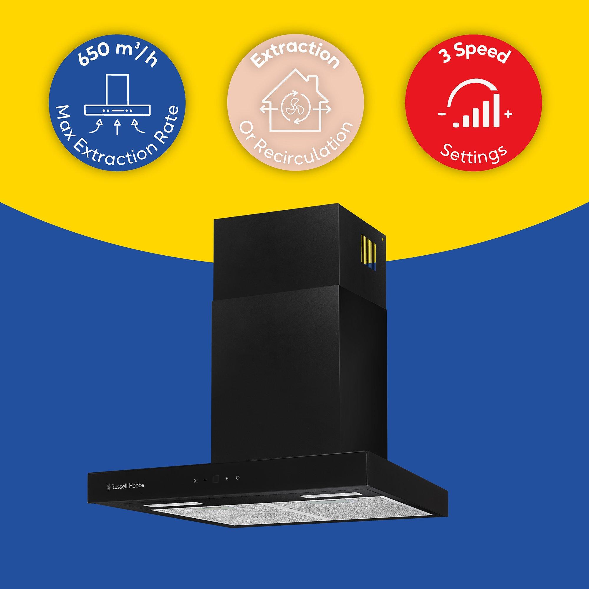 Black - Russell Hobbs - RHGCH603B 60cm T-Shaped Cooker Hood in Black - 10