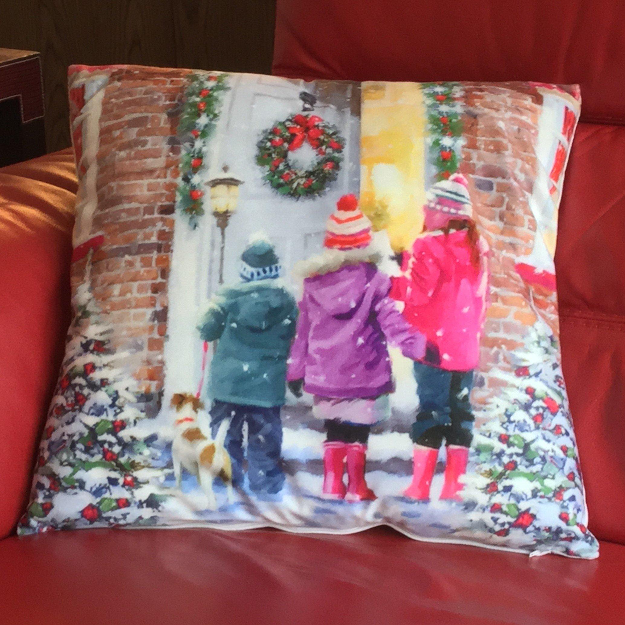 Multicolour - Alan Symonds - Carol Singers Christmas Cushion - 1