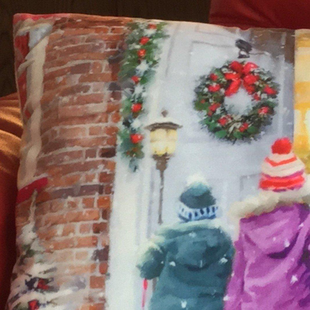 Multicolour - Alan Symonds - Carol Singers Christmas Cushion - 2