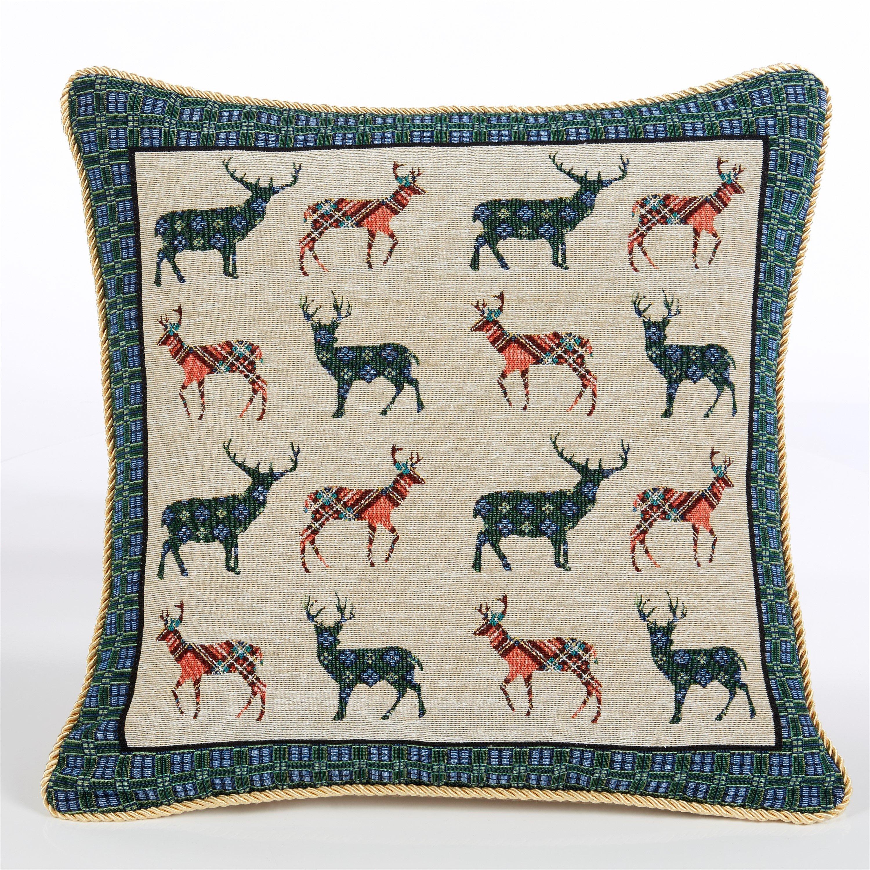 Multicolour - Alan Symonds - Stags Tapestry Christmas Cushion - 1