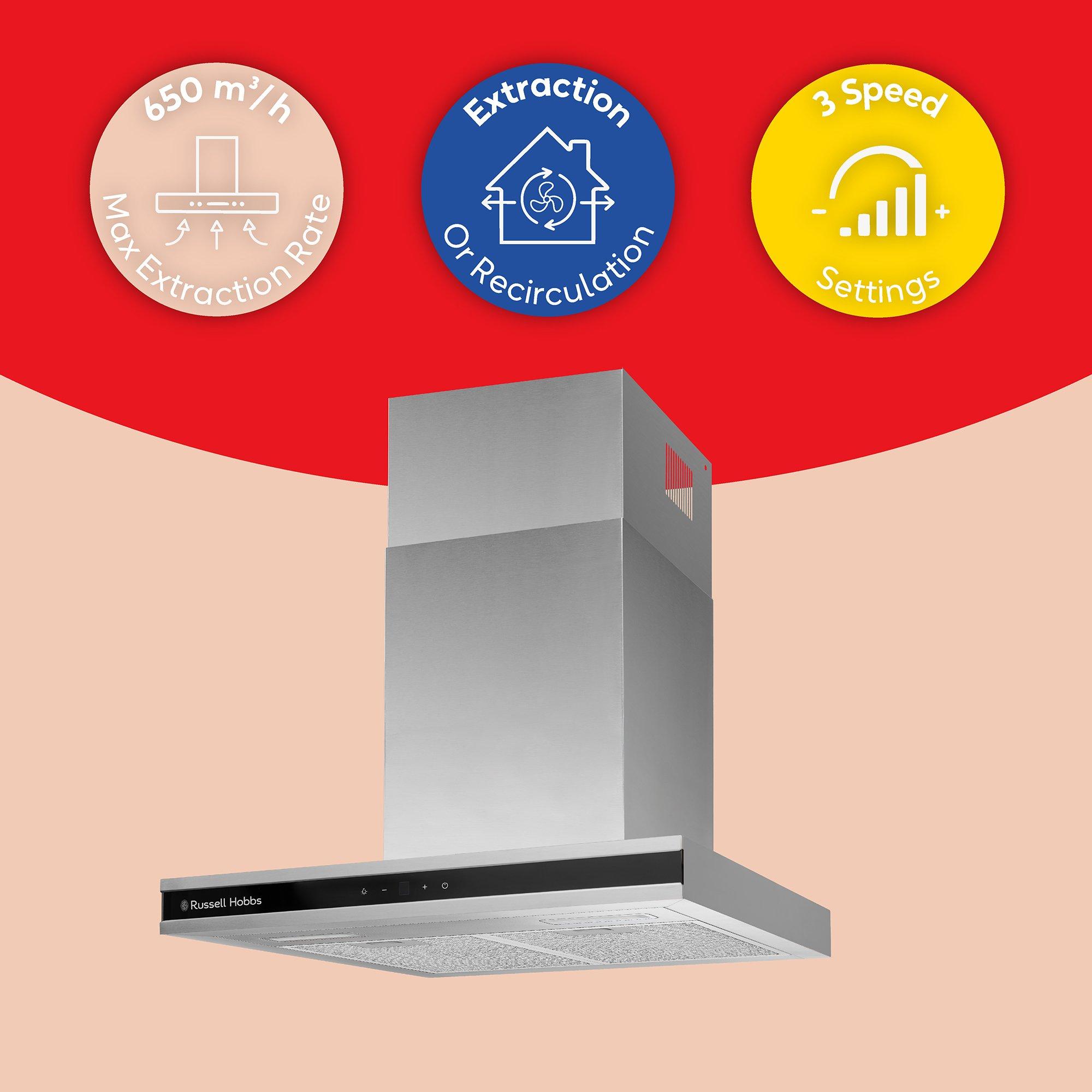 Stainless Steel - Russell Hobbs - RHGCH603SS 60cm TShape Cooker Hood Stainless Steel - 10