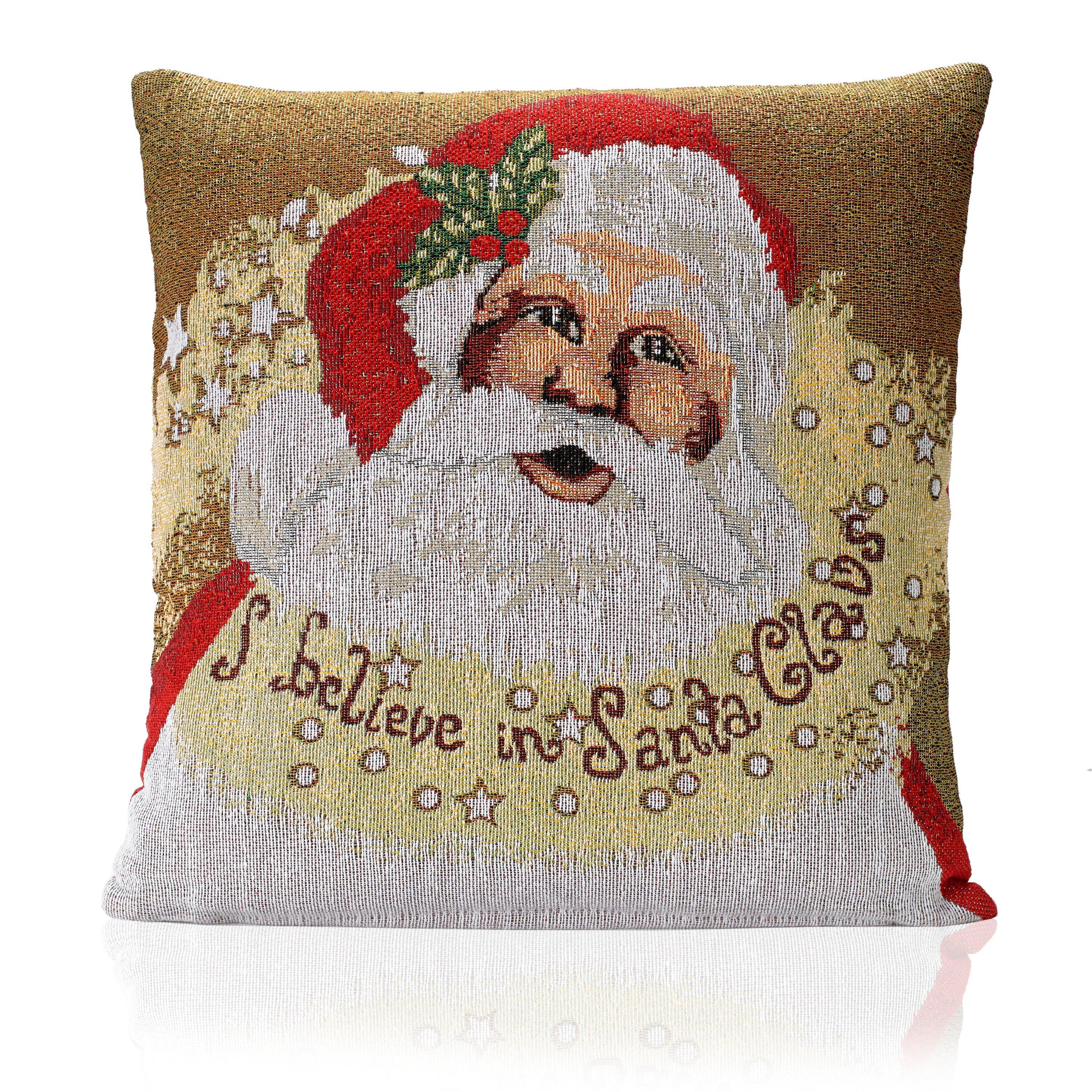 Multicolour - Alan Symonds - I Believe Tapestry Christmas Cushion - 1