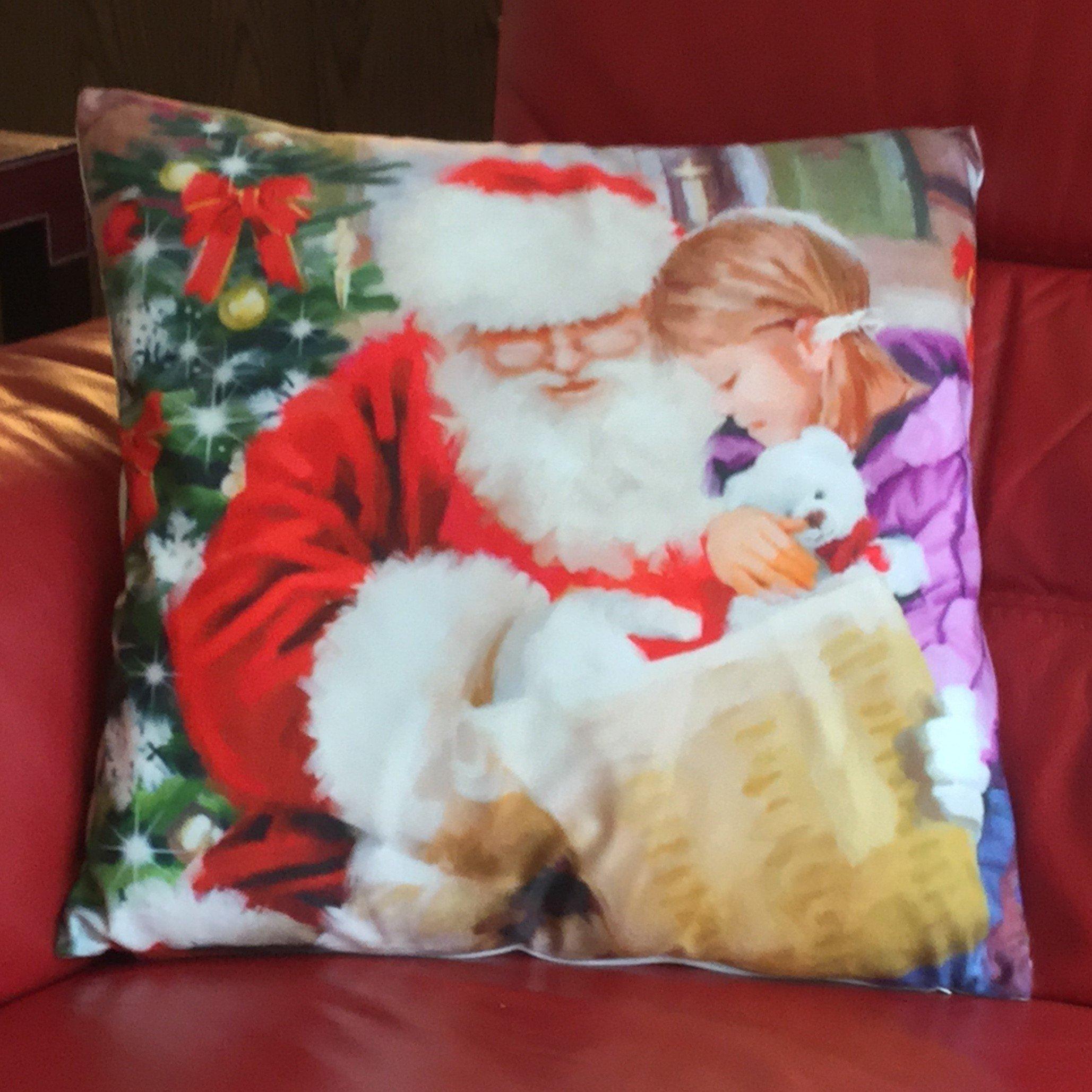 Multicolour - Alan Symonds - Santa & Child Christmas Cushion - 1