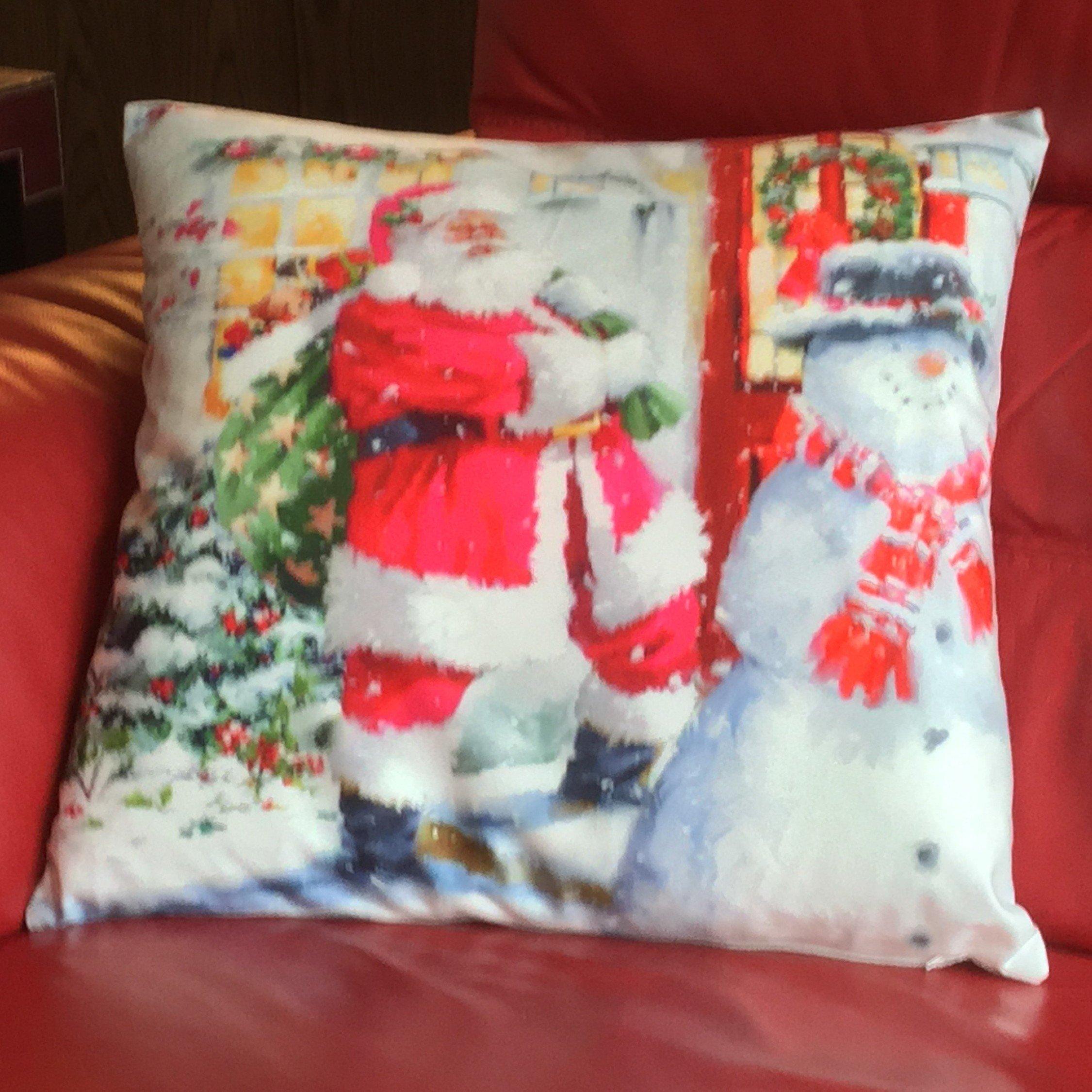 Multicolour - Alan Symonds - Santa & House Christmas Cushion - 1