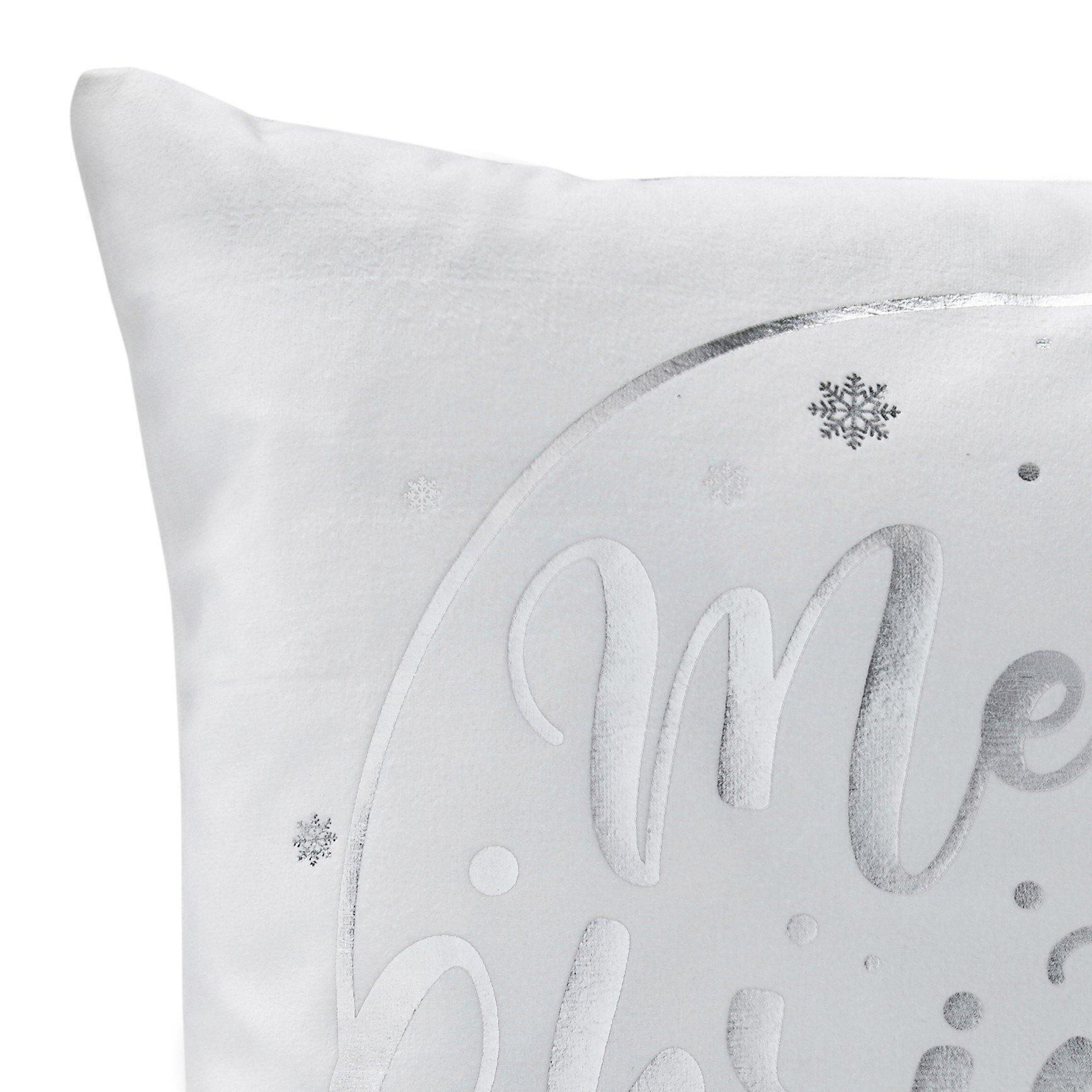 White - Alan Symonds - Merry Christmas Silver Christmas Cushion - 2